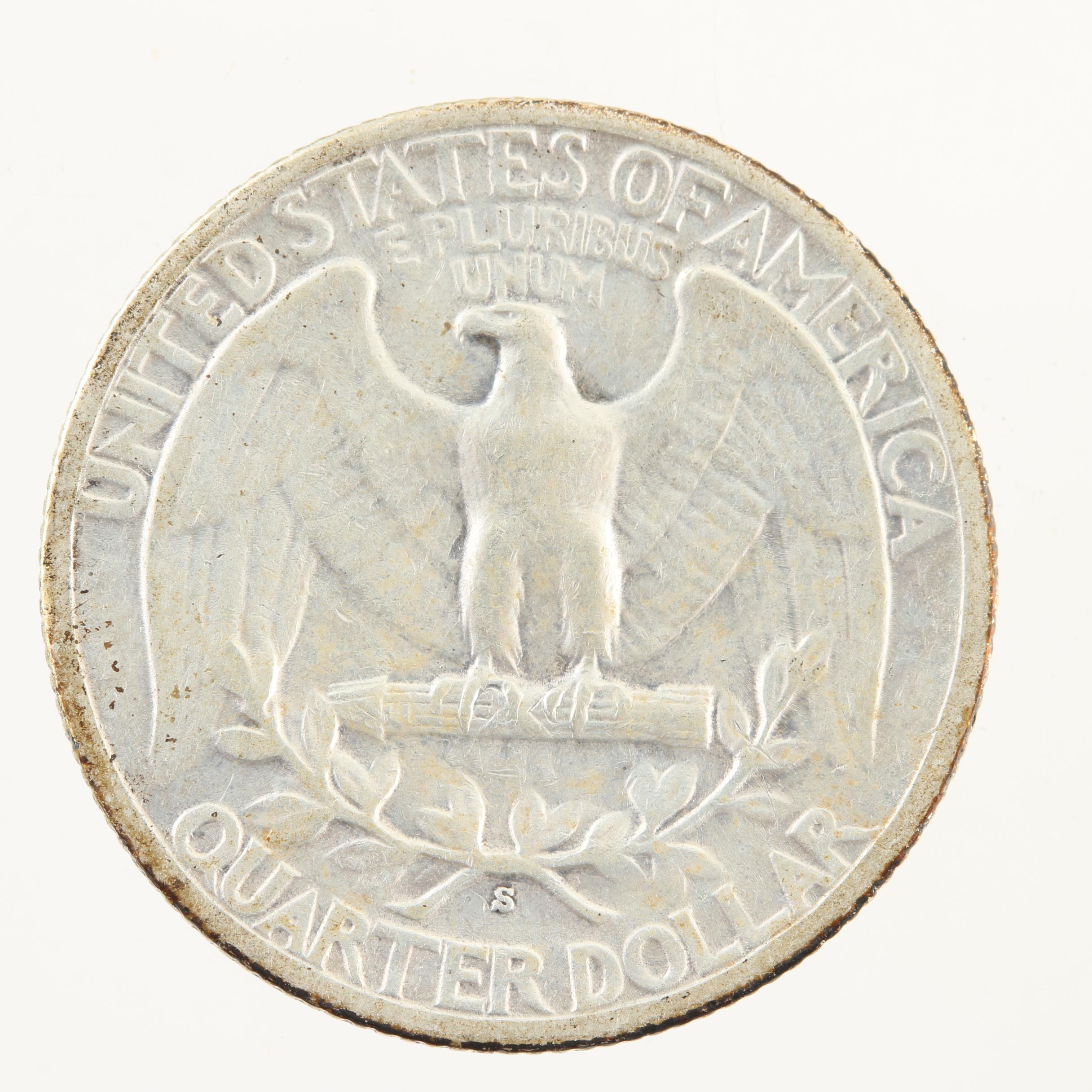 Twelve Vintage Washington Silver Quarters from the Early 1940s