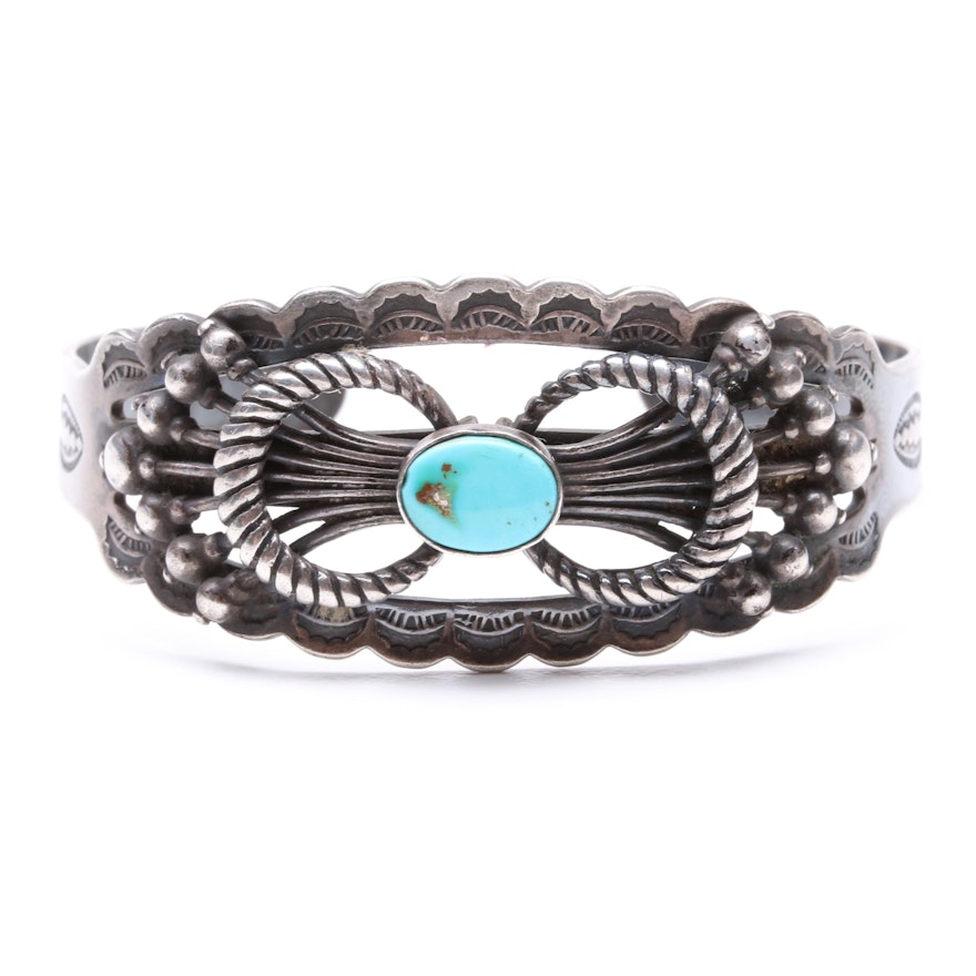 Southwest Style Sterling Silver Turquoise Cuff Bracelet