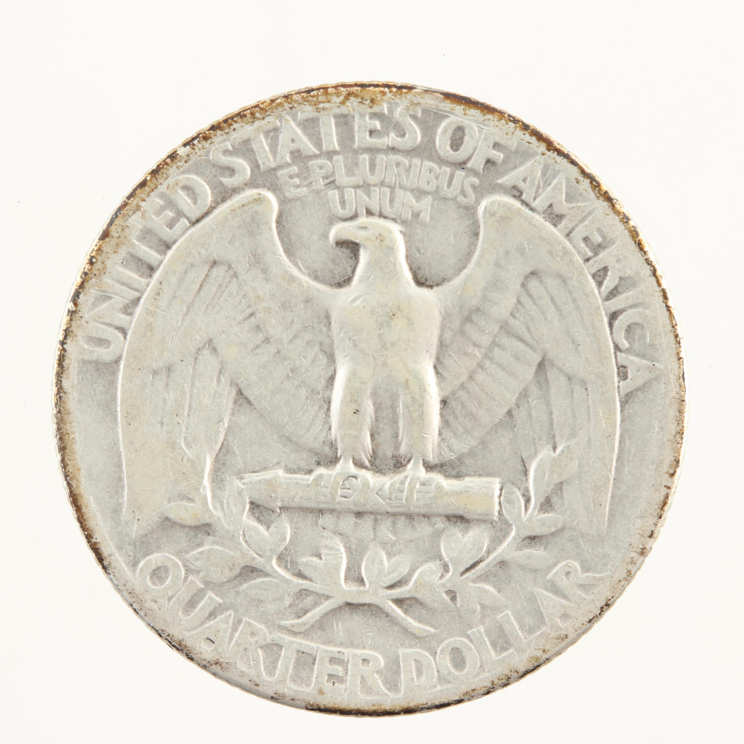 Thirteen Vintage Washington Silver Quarters from the Late 1940s