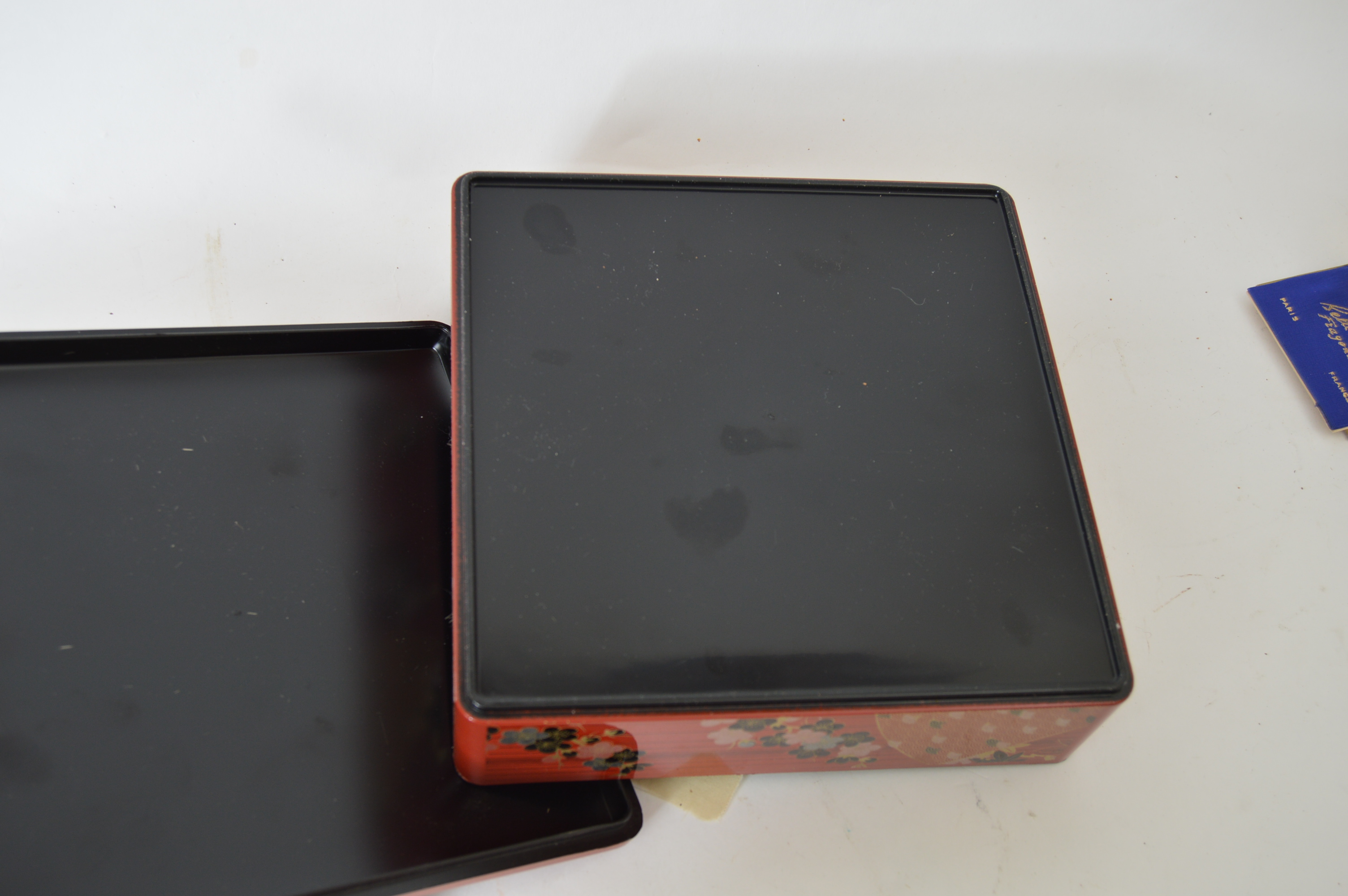 Japanese Stacked Lacquerware Box and Chinese Cinnabar Carved Boxes