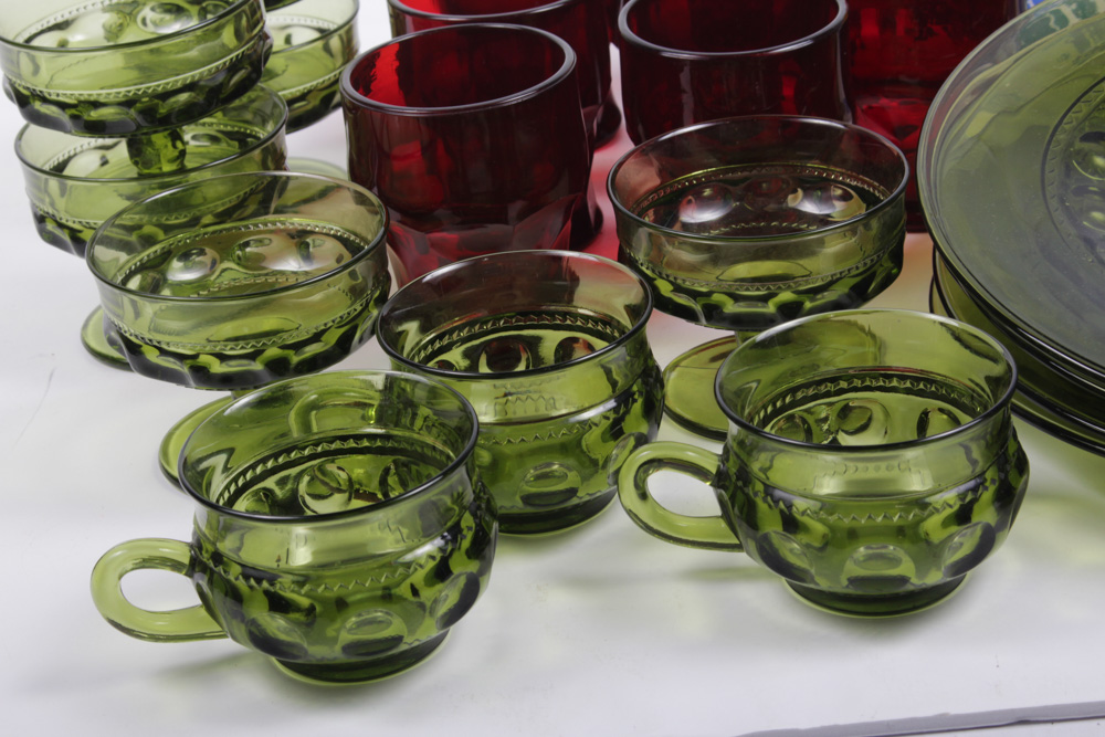Colony "Color Crown Green" Glassware and Assorted Barware