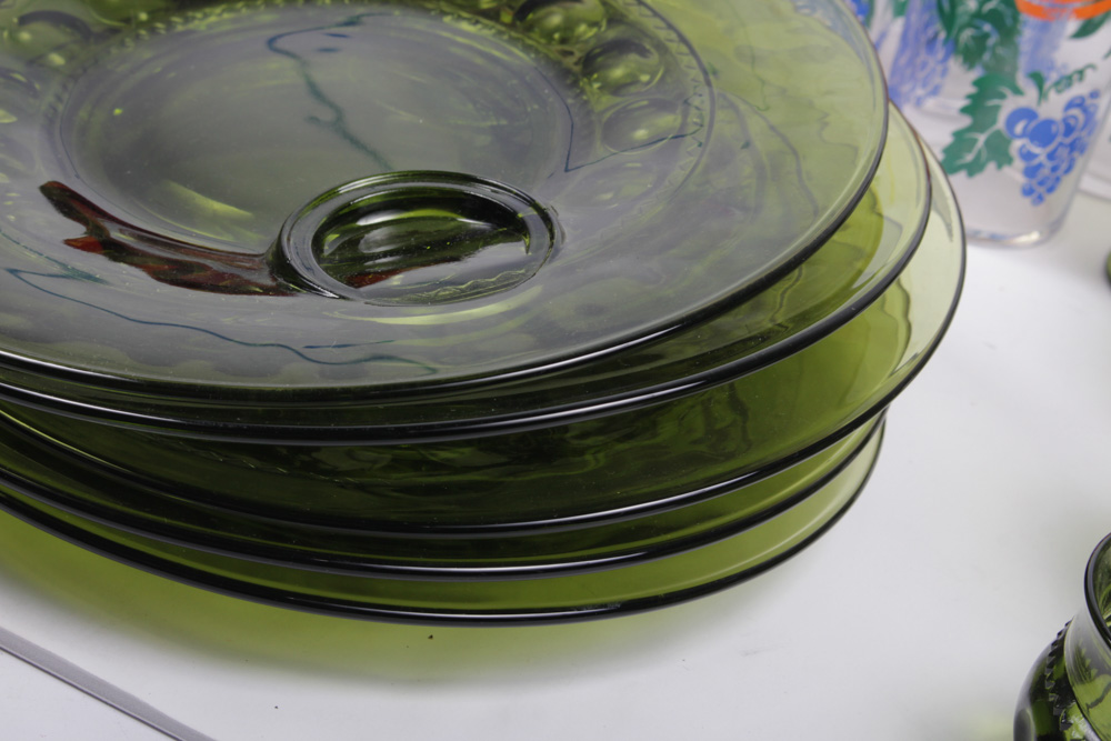 Colony "Color Crown Green" Glassware and Assorted Barware