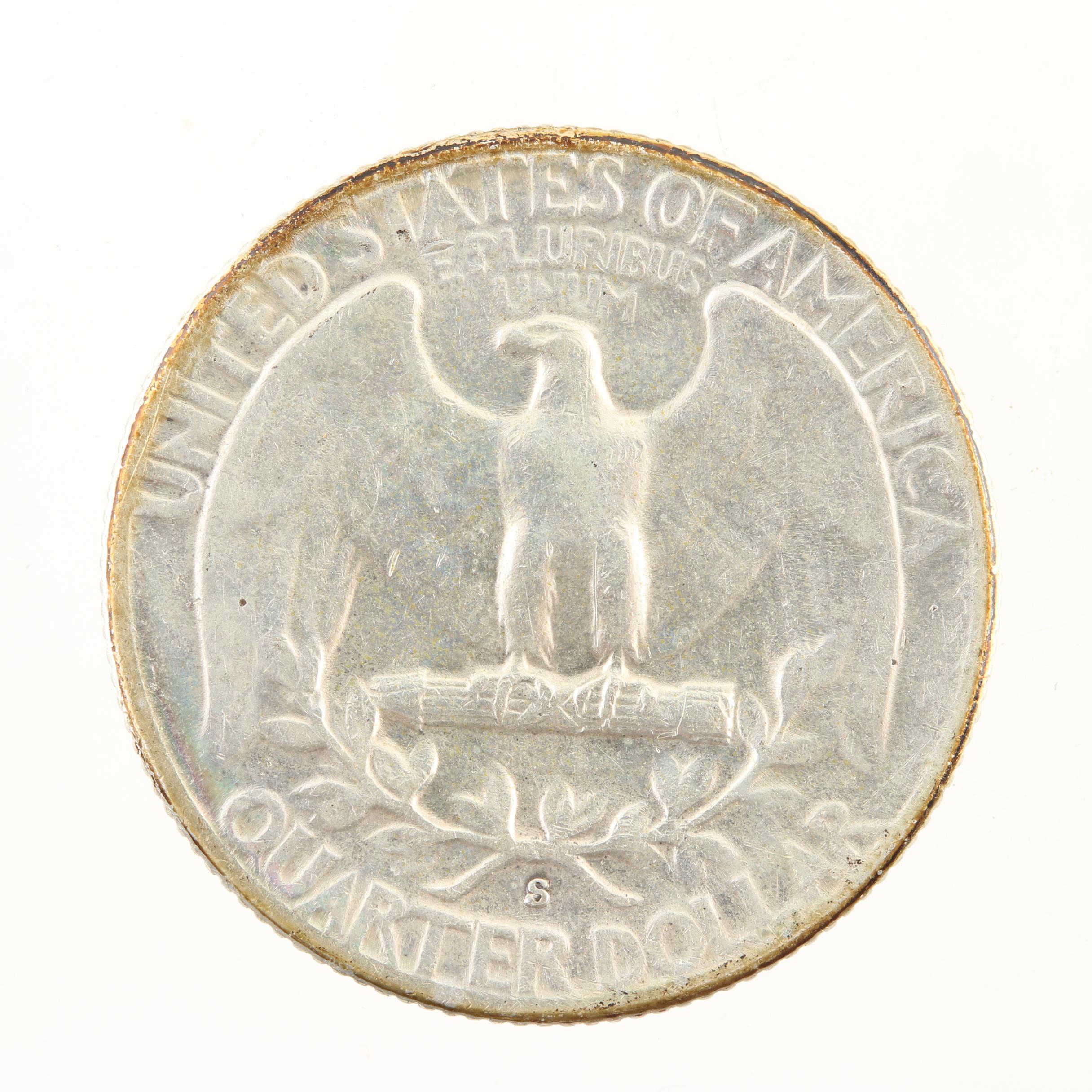 Thirteen Vintage Washington Silver Quarters from the 1950s