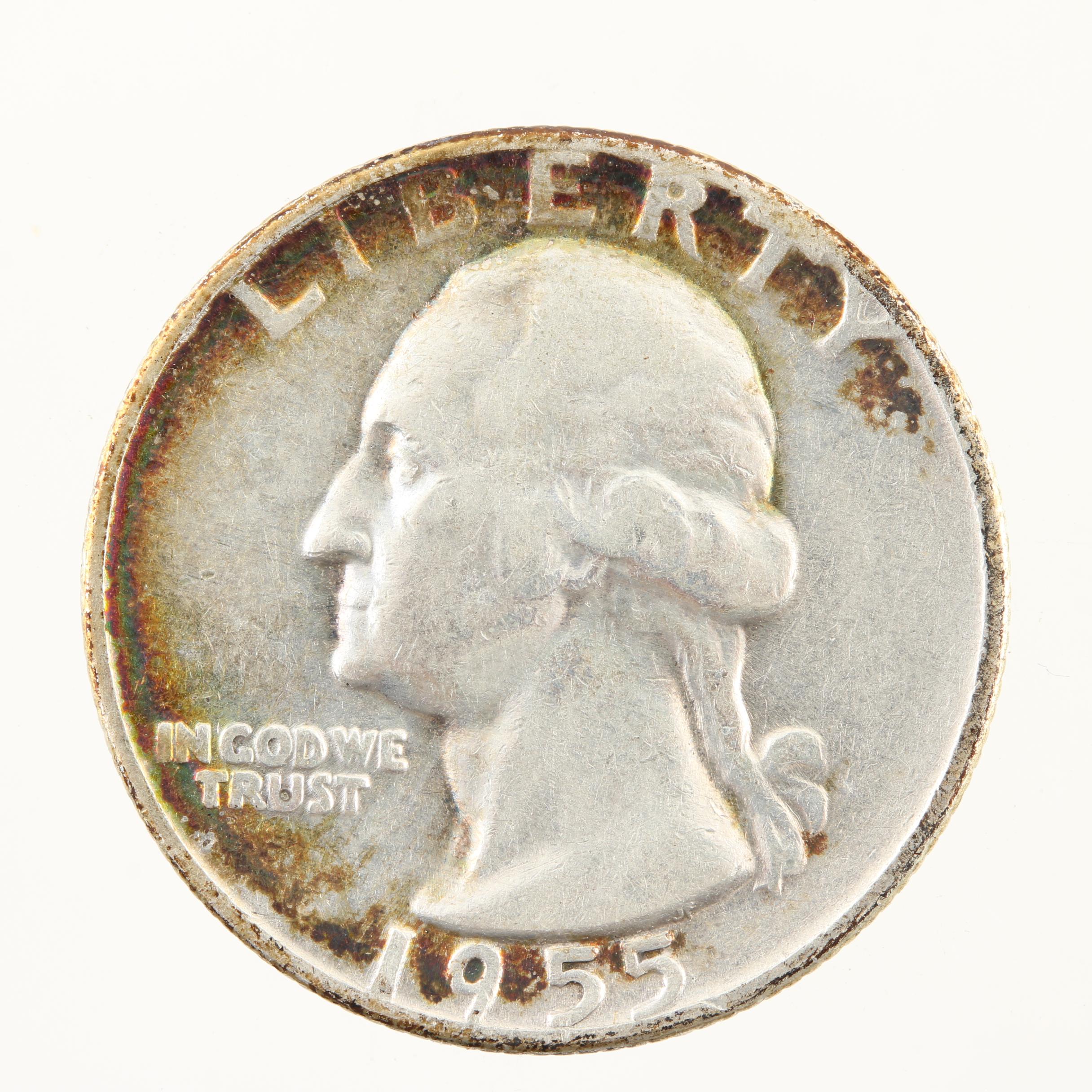 Thirteen Vintage Washington Silver Quarters from the 1950s