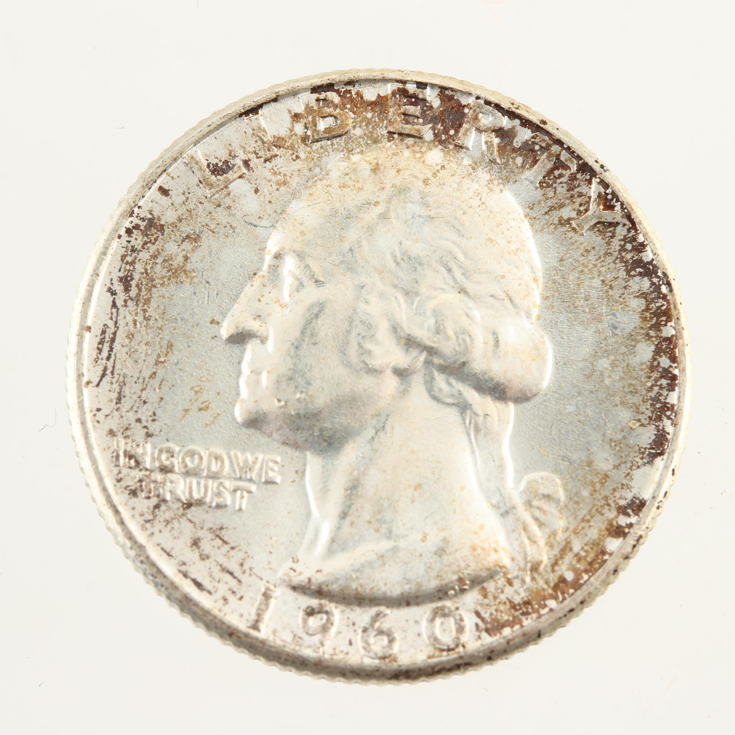 Ten Vintage Washington Silver Quarters from the 1960s