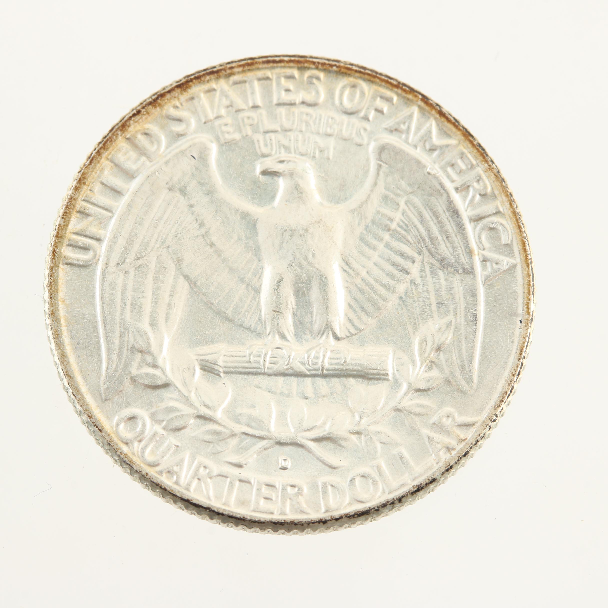 Ten Vintage Washington Silver Quarters from the 1960s