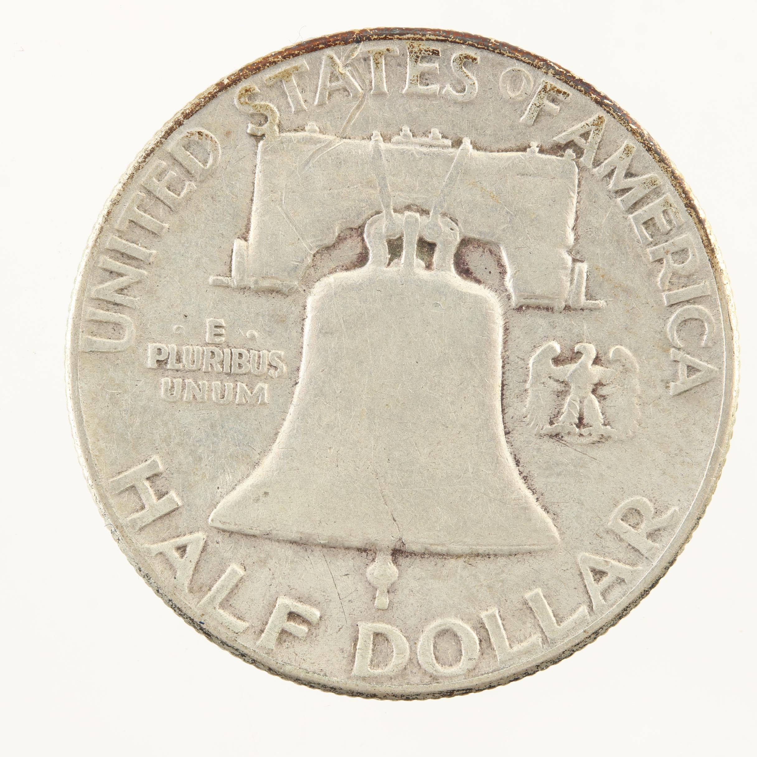 Eleven Franklin Silver Half Dollars from the 1950s