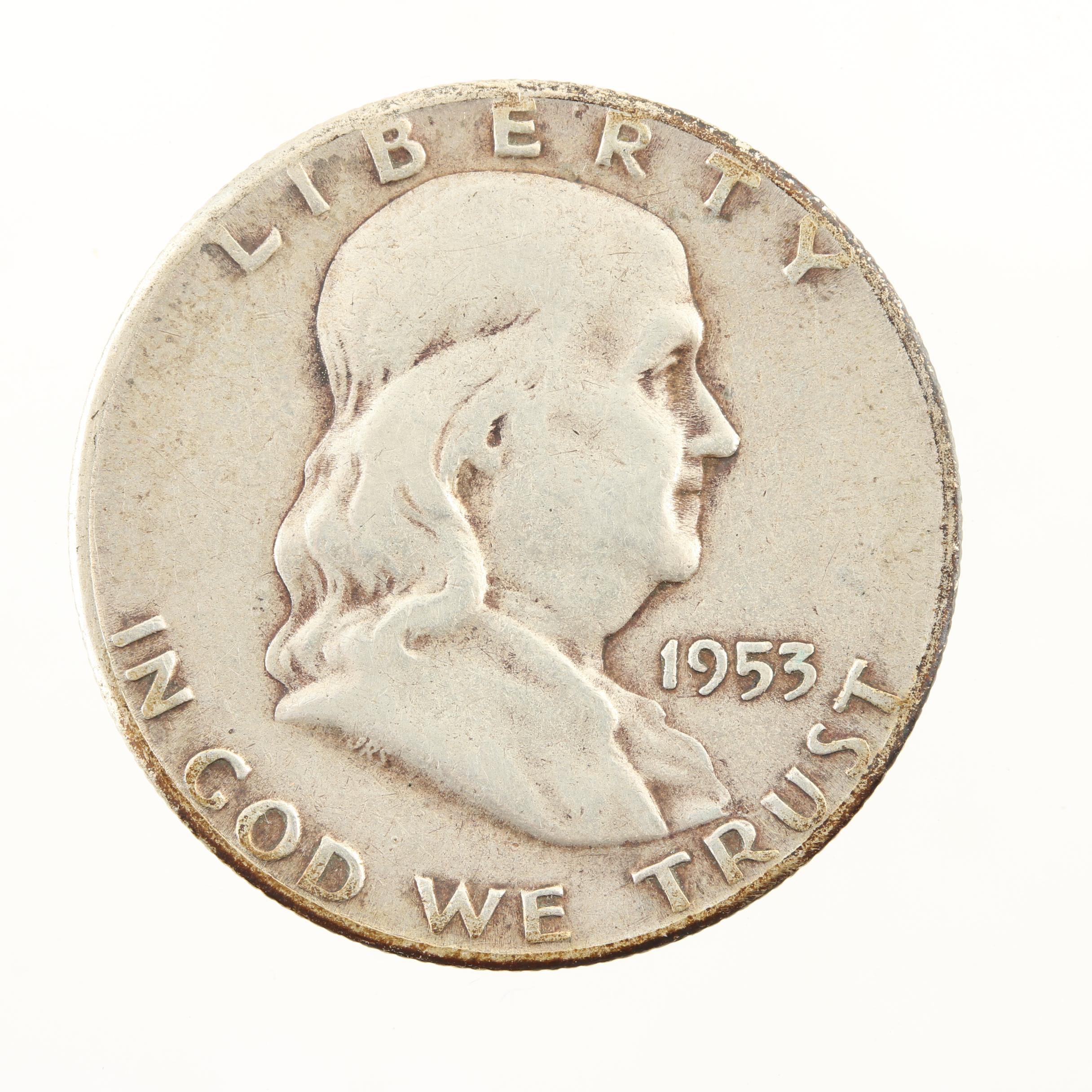 Eleven Franklin Silver Half Dollars from the 1950s