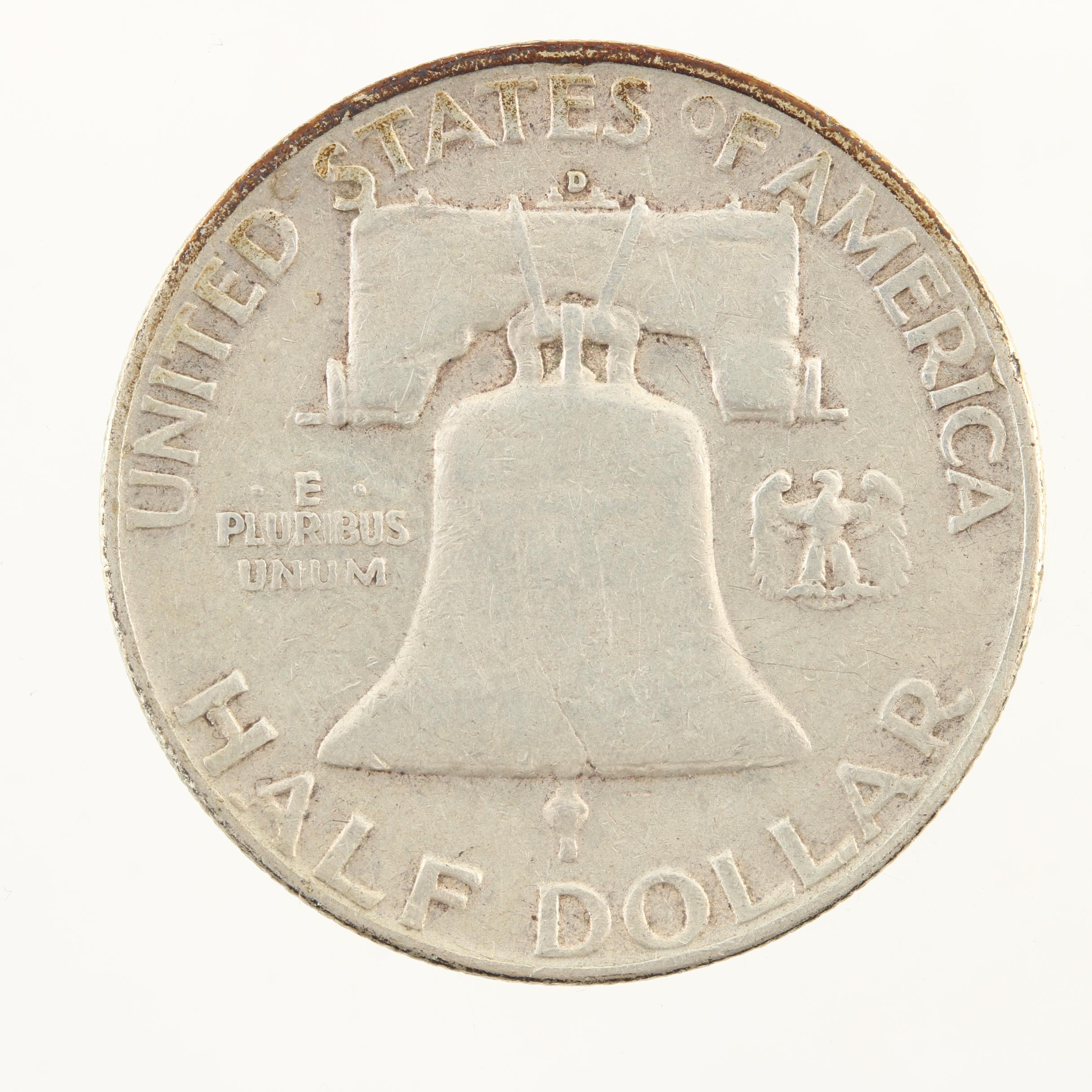 Eleven Franklin Silver Half Dollars from the 1950s