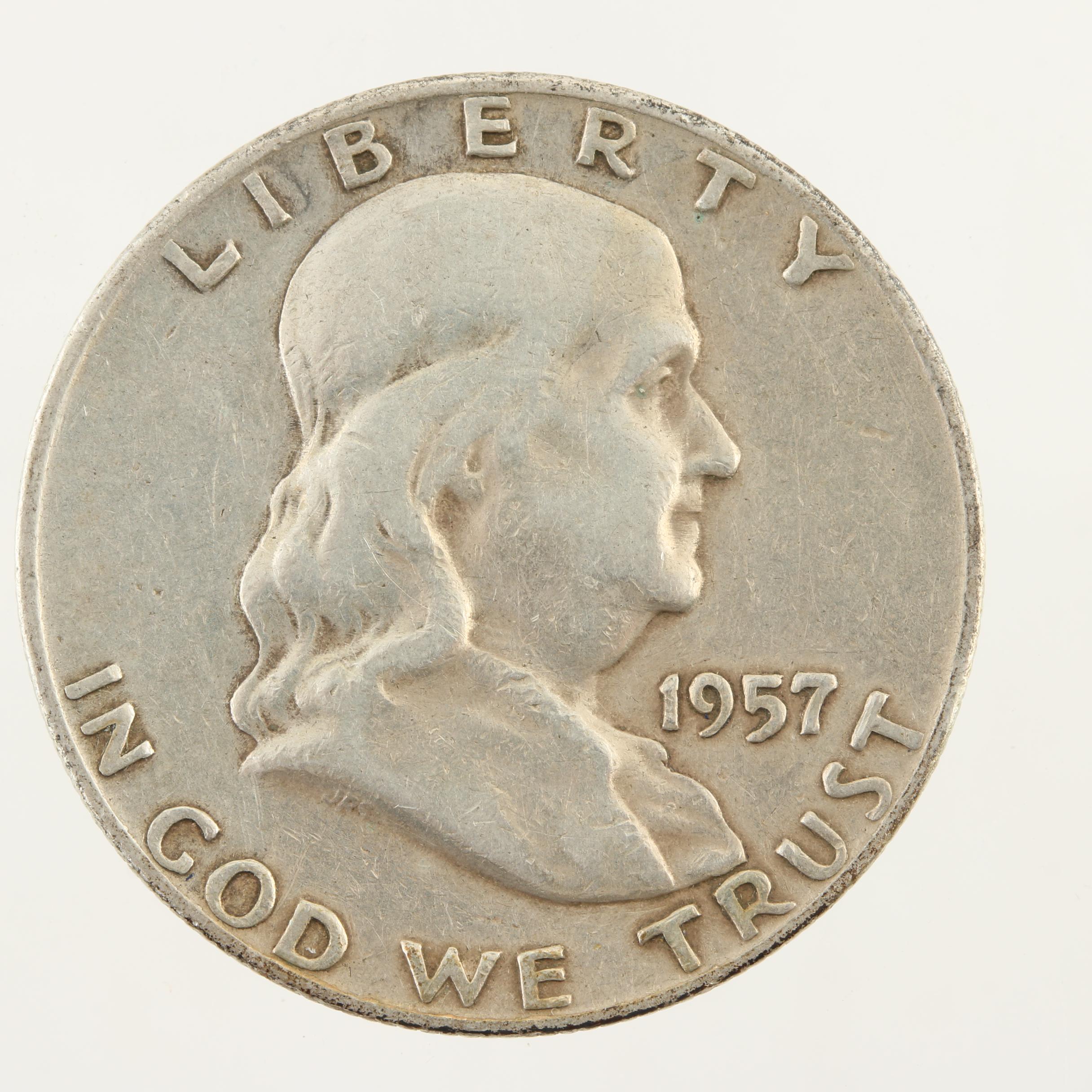 Eight Franklin Silver Half Dollars