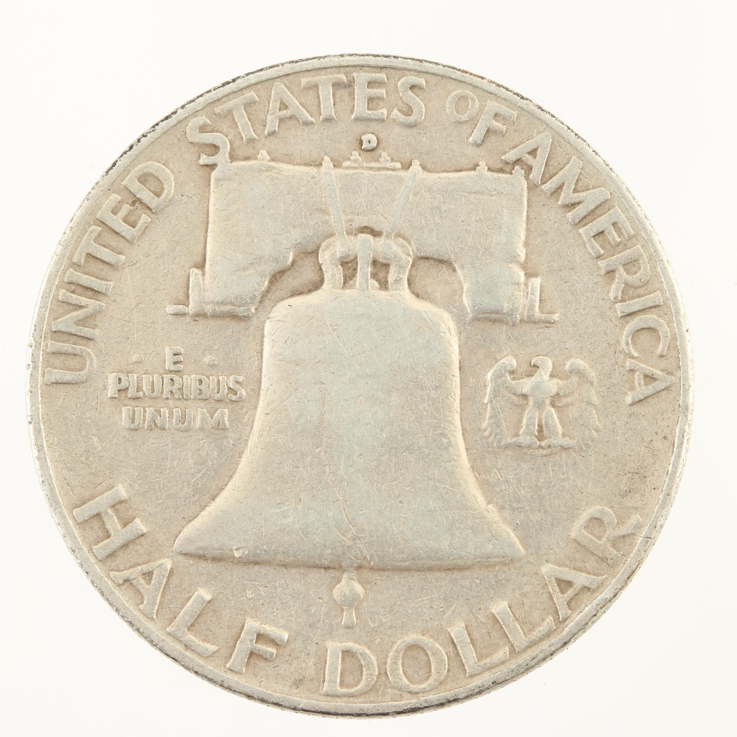 Eight Franklin Silver Half Dollars