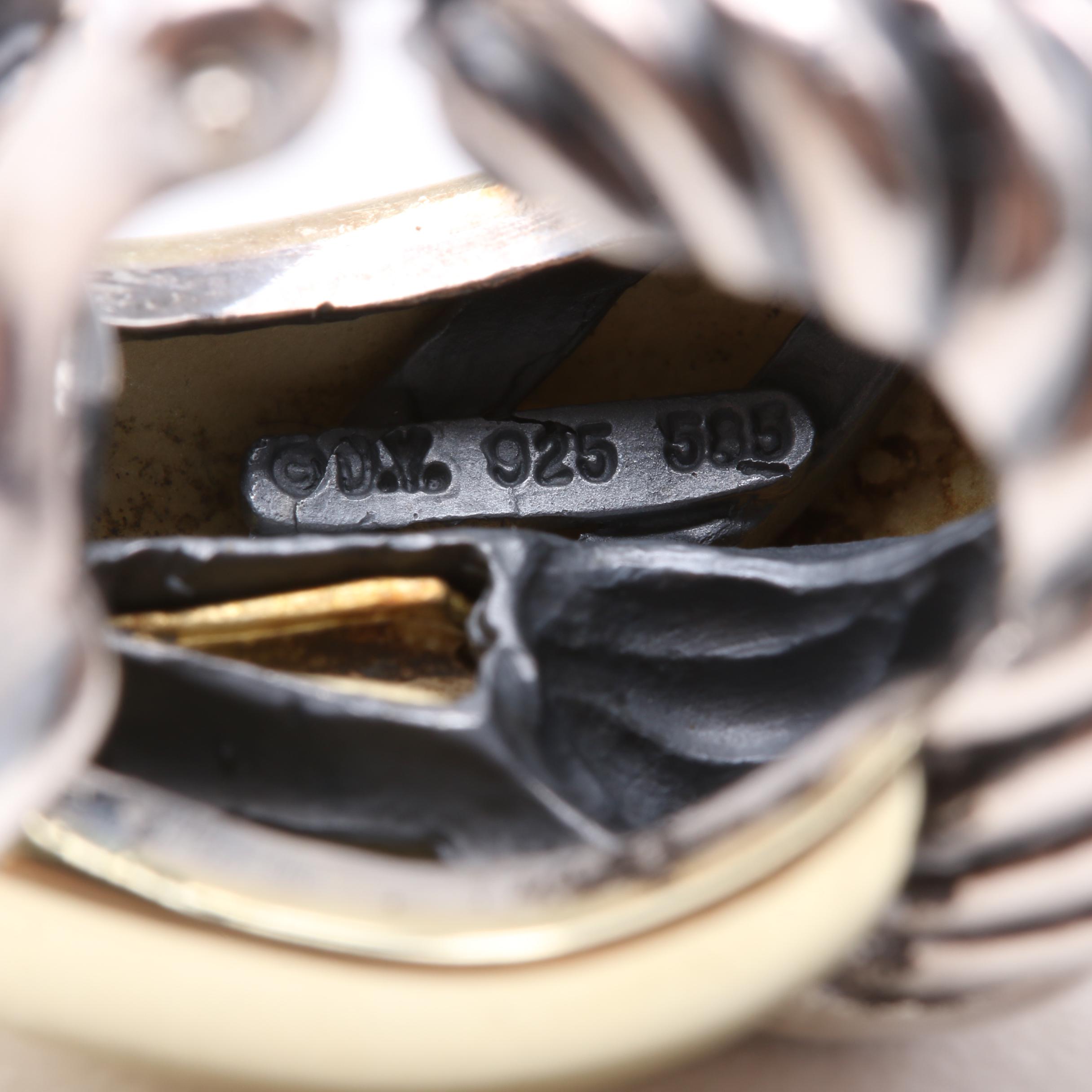 David Yurman Sterling Silver and 14K Yellow Gold Earrings