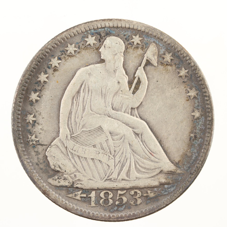 1853 Liberty Seated Silver Half Dollar