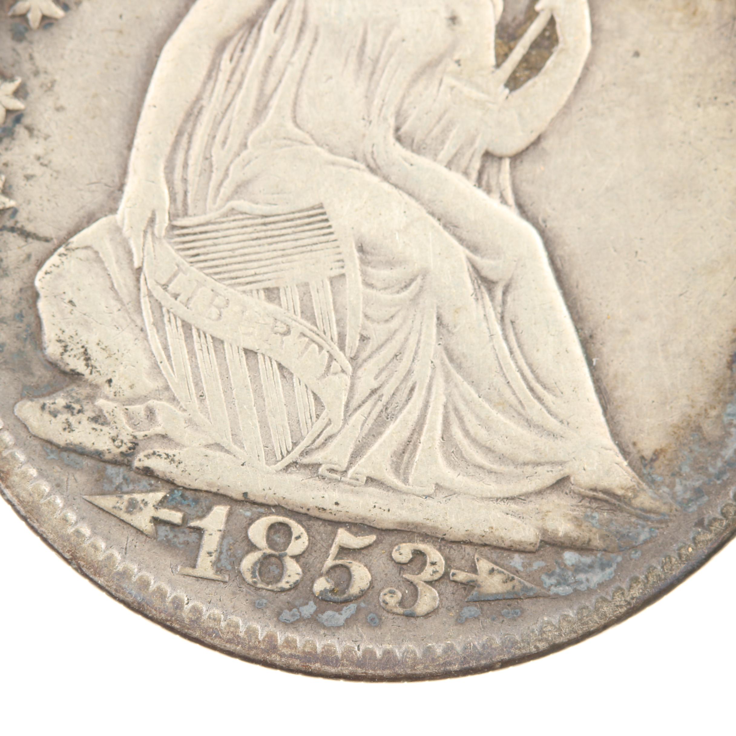 1853 Liberty Seated Silver Half Dollar