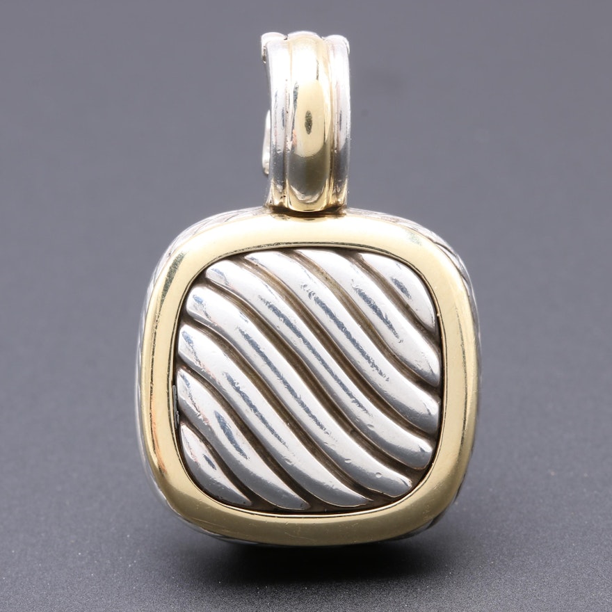 David Yurman Sterling Silver and 18K Yellow Gold Accent Enhancer Pendant