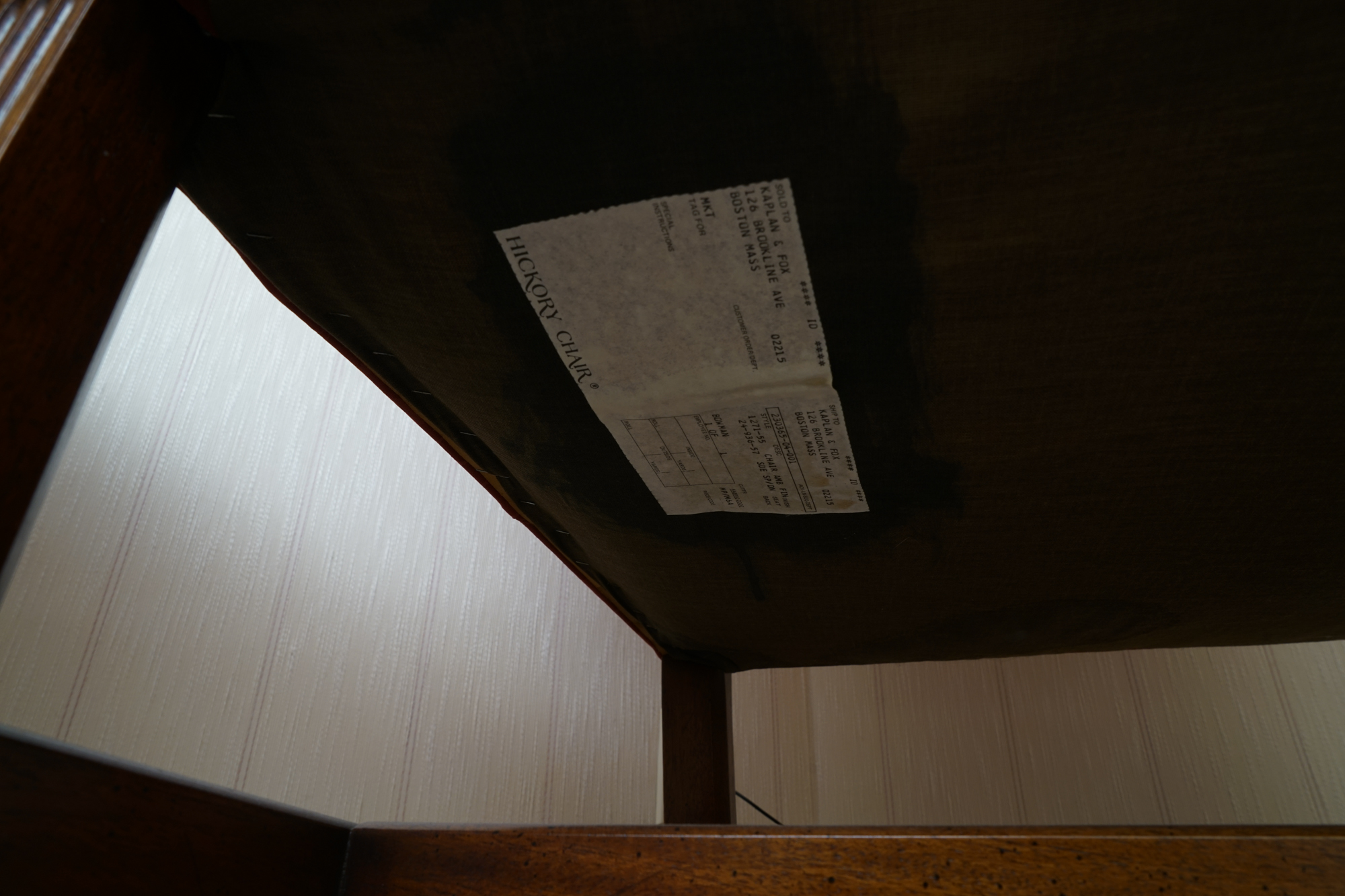 Chippendale Style Damask Wing Chair by Hickory Chair Furniture Company