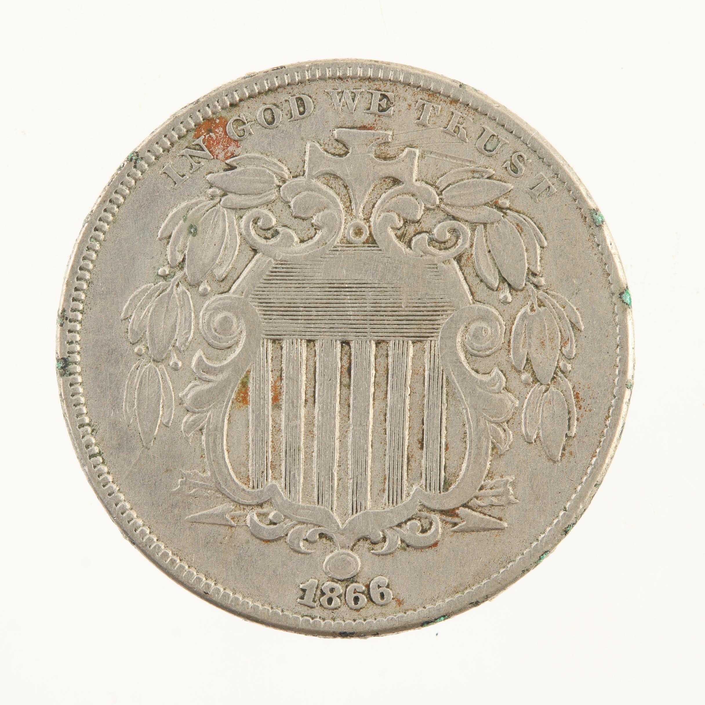 Two Antique U.S. Shield Nickels