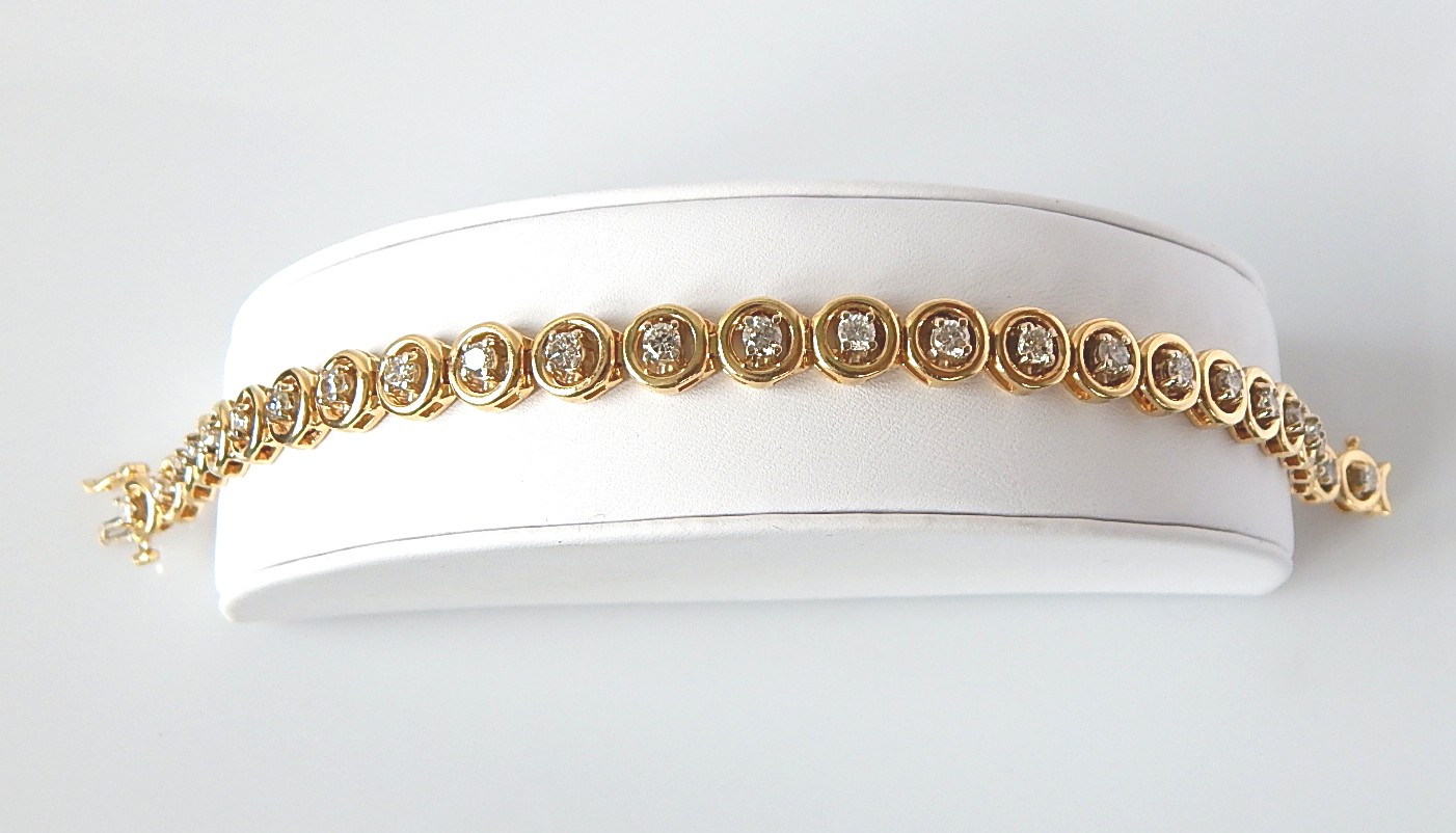 14K Yellow Gold 2.99 CTW Diamond Tennis Bracelet
