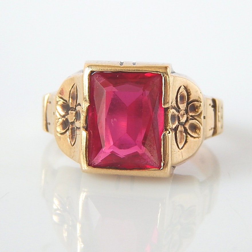 10K Yellow Gold Victorian Ruby Ring