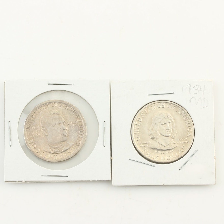 Maryland Tercentenary and Booker T. Washington Commemorative Silver Half Dollars