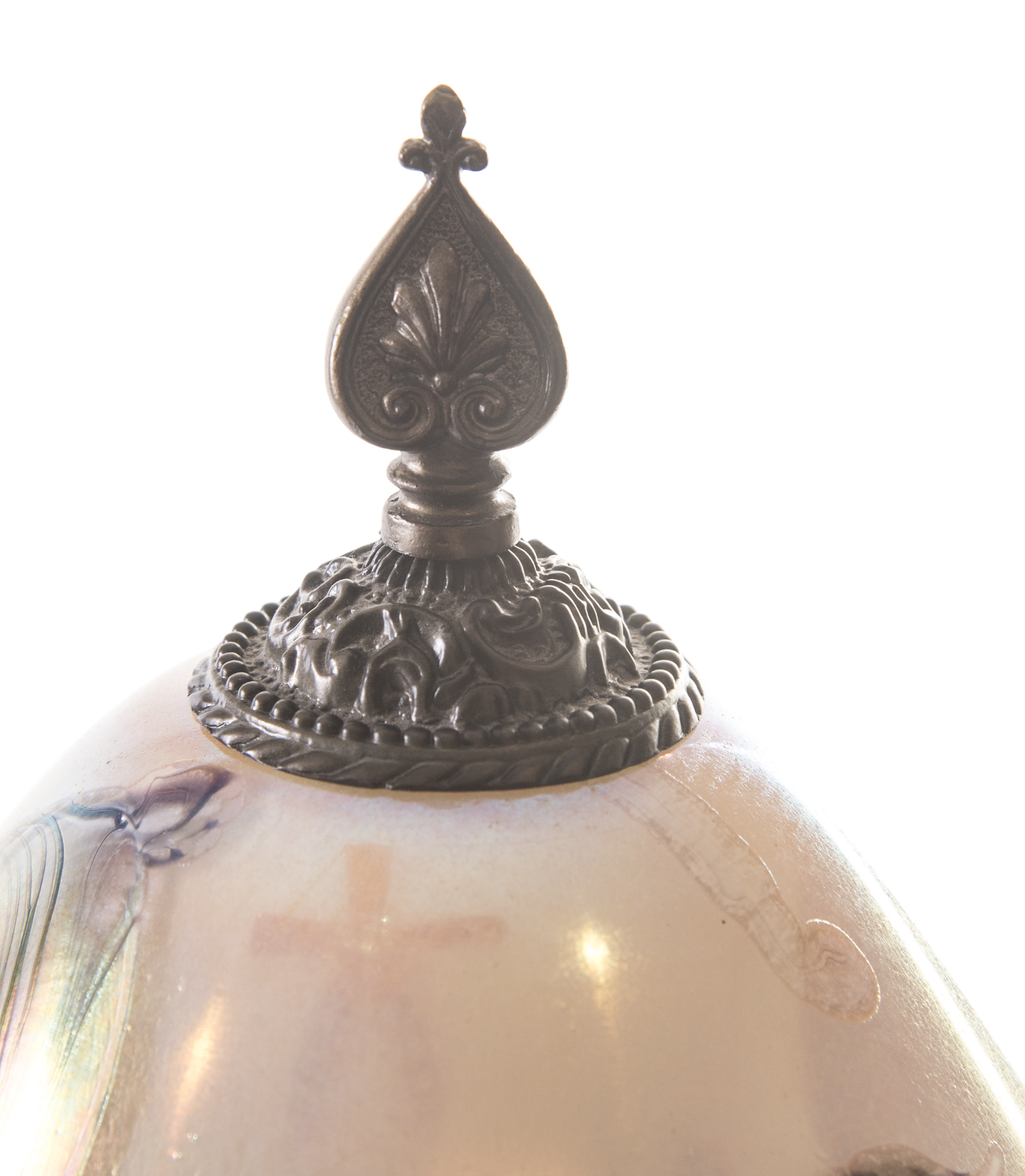 Floral Iridescent Glass Lamp by Todd Phillips For Quoizel, Inc.