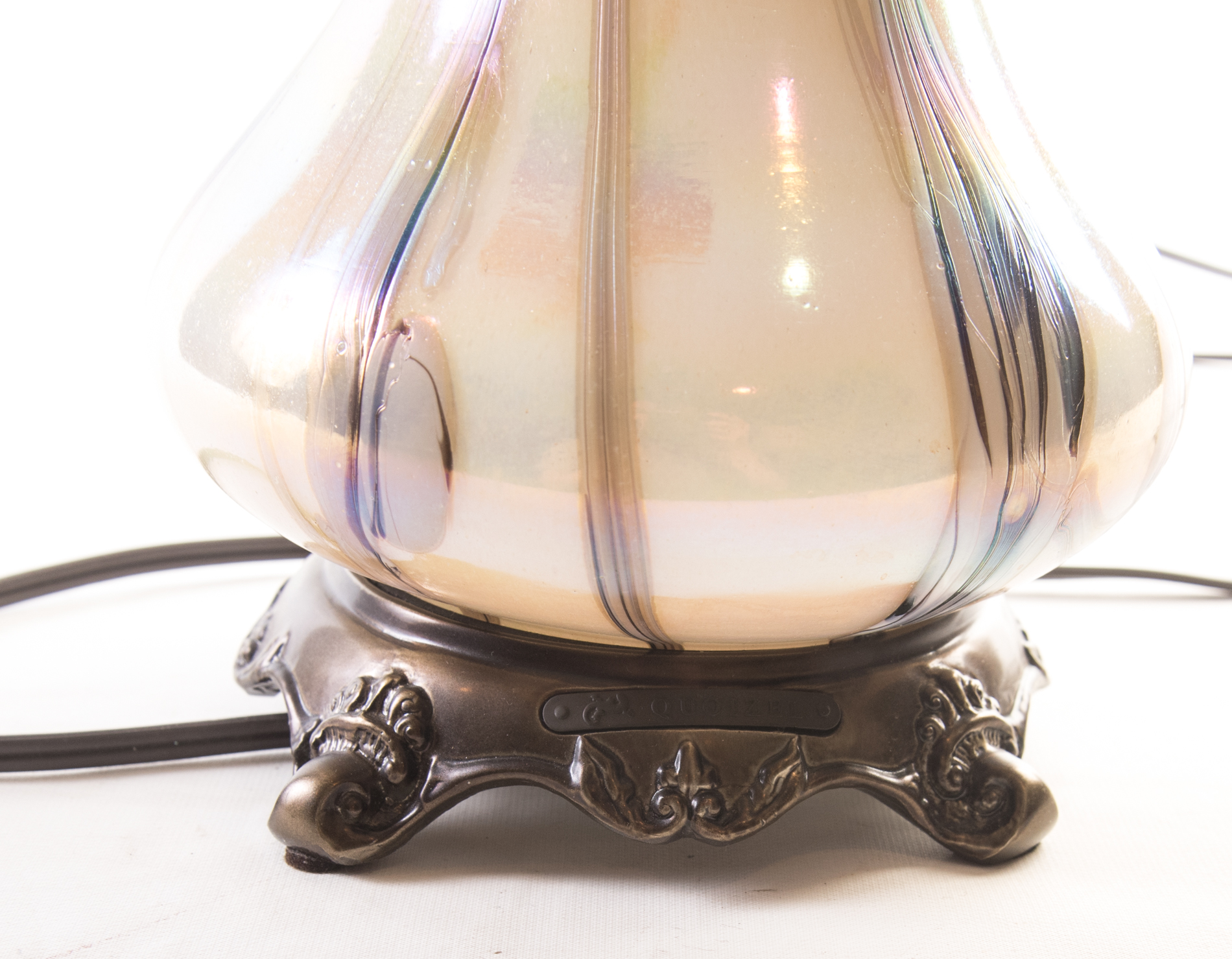Floral Iridescent Glass Lamp by Todd Phillips For Quoizel, Inc.