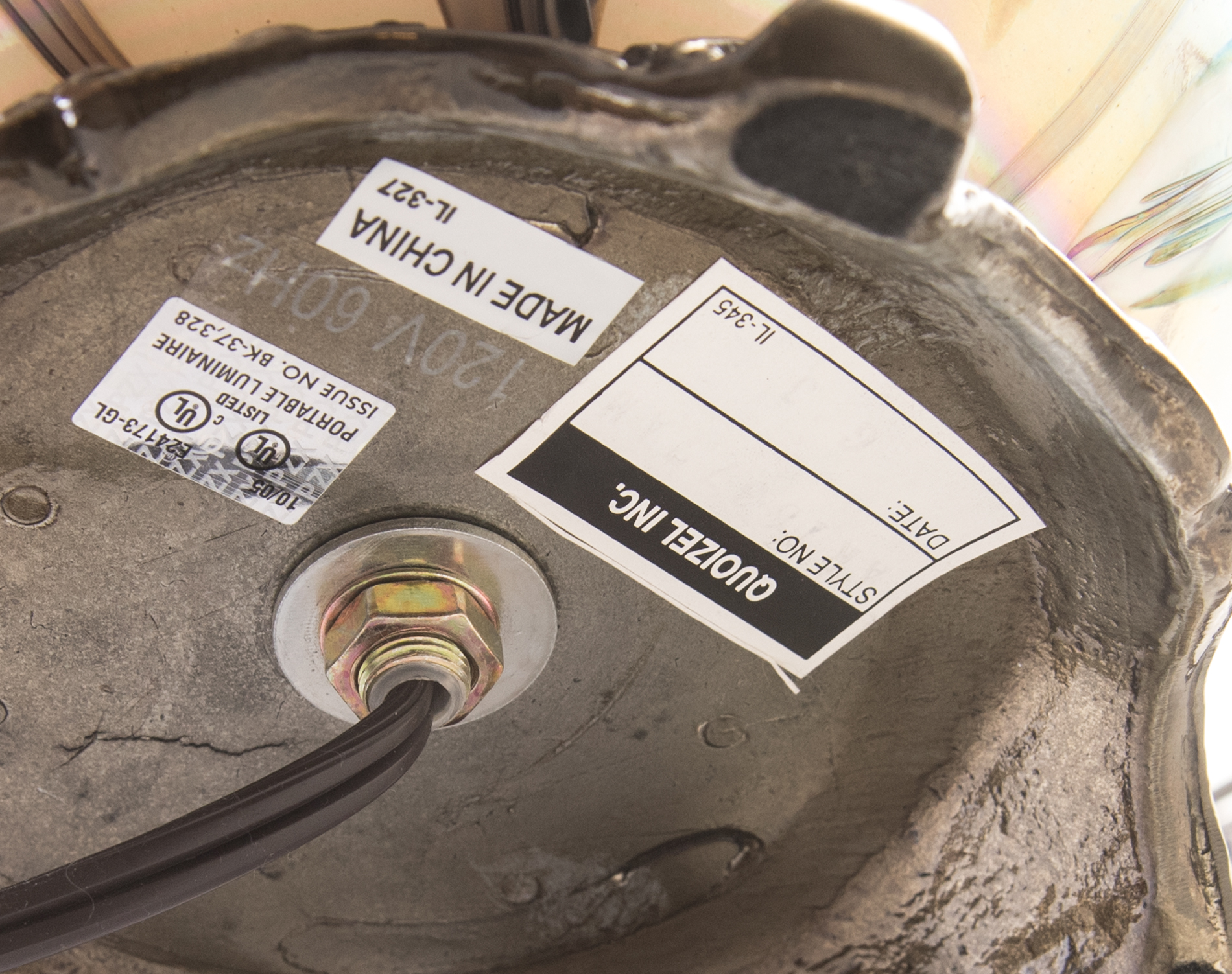 Floral Iridescent Glass Lamp by Todd Phillips For Quoizel, Inc.