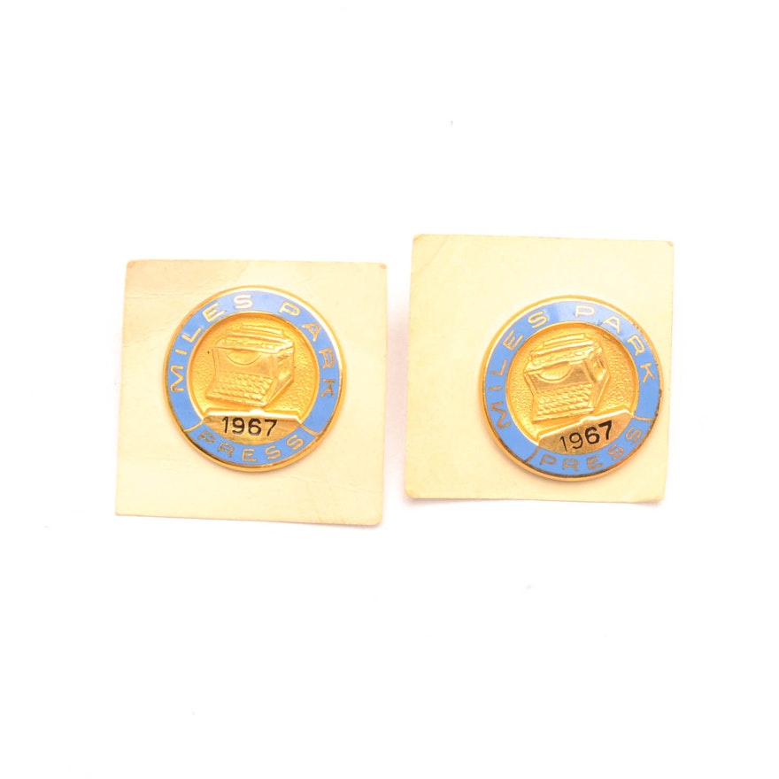 Two 1967 Press Pins Personally Owned By  Cawood Ledford