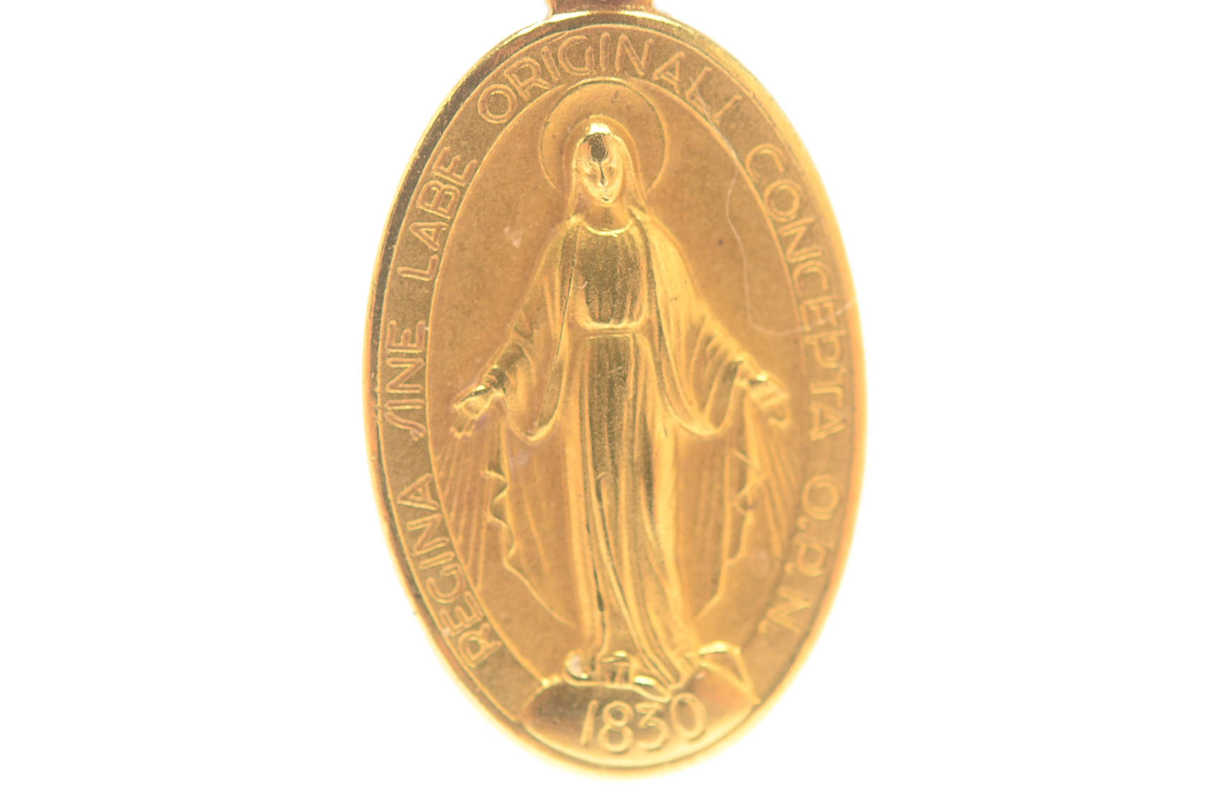 18K Yellow Gold Mother Mary Pendant Charm