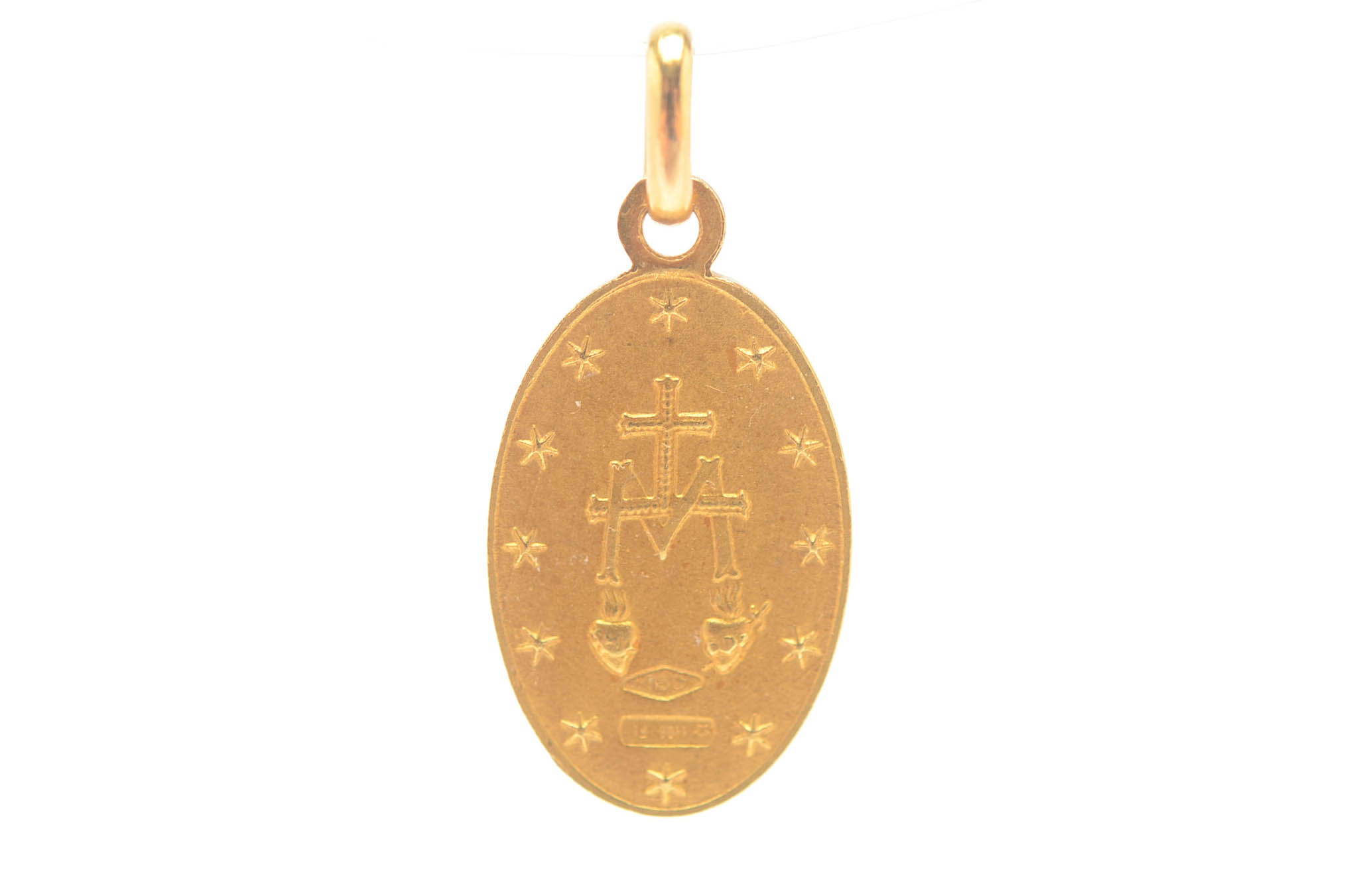 18K Yellow Gold Mother Mary Pendant Charm