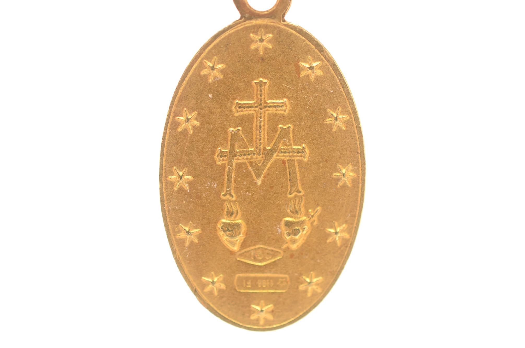 18K Yellow Gold Mother Mary Pendant Charm