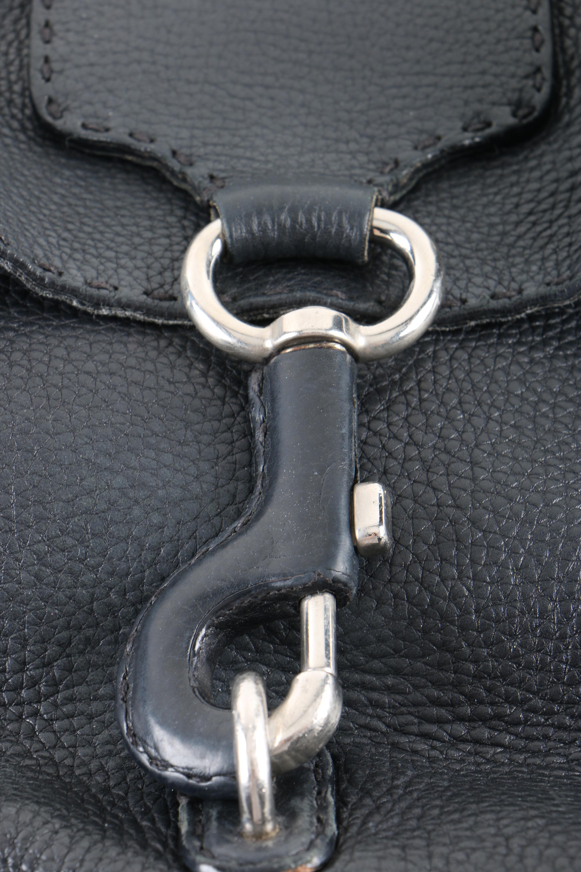 Prada Black Leather Shoulder Bag with Topstitching