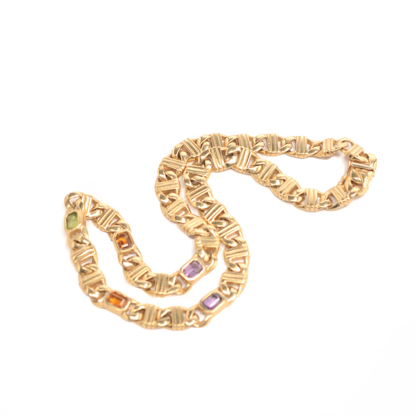 14K Yellow Gold and Gemstone Necklace