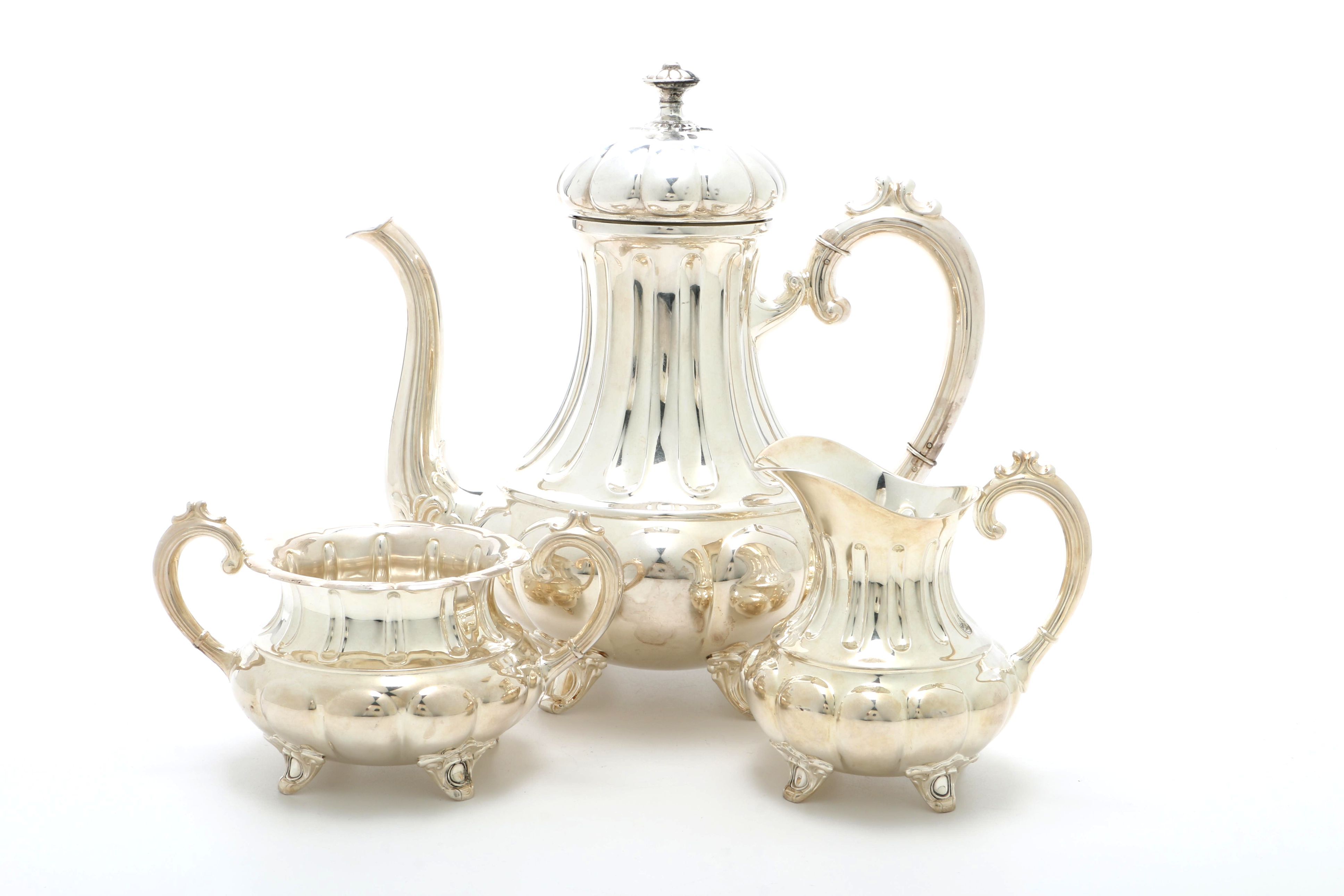 Vintage Norwegian 830 Silver Three Piece Coffee Set