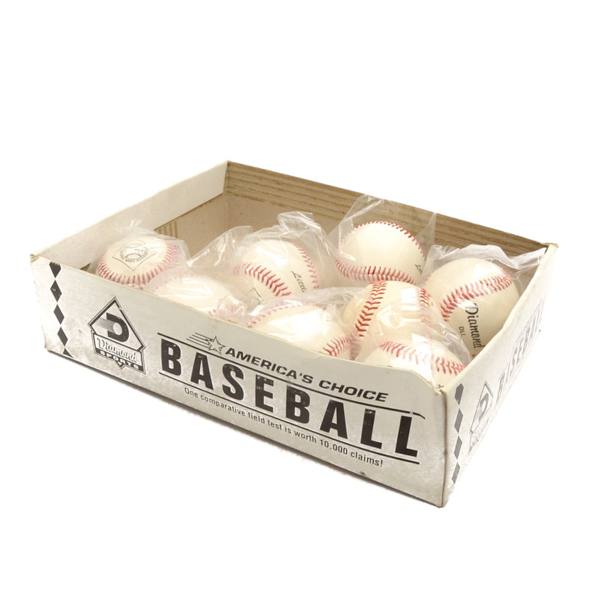 Eight Vintage Little League Unused Diamond Baseballs With Box