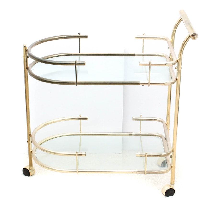 Vintage Metal and Glass Bar Cart