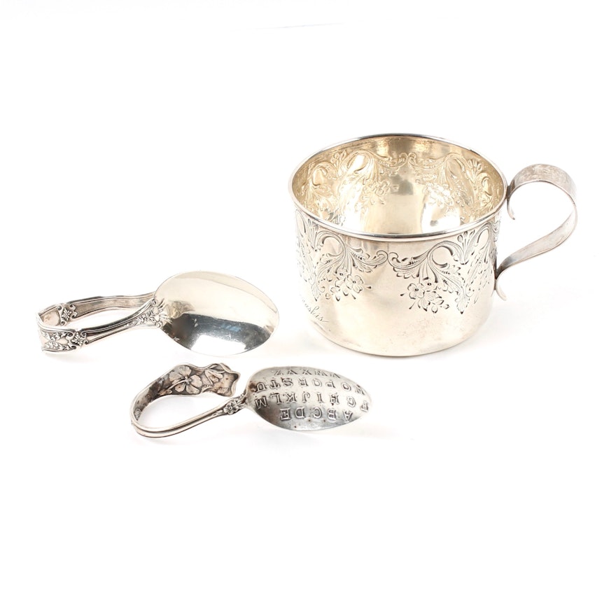 Vintage Sterling Silver Cup and Spoons