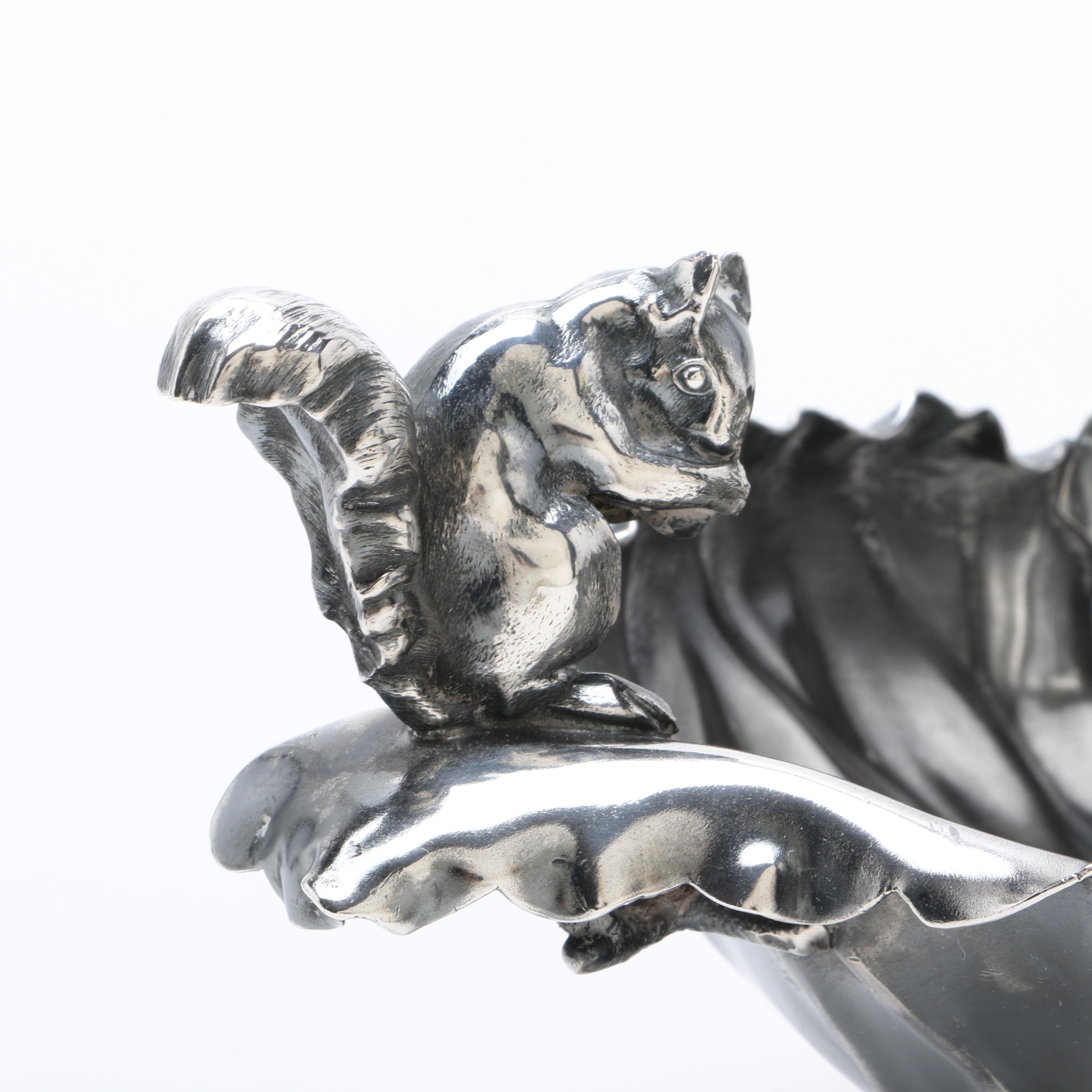 Pairpoint Silver Plate Squirrel and Leaf Nut Bowl