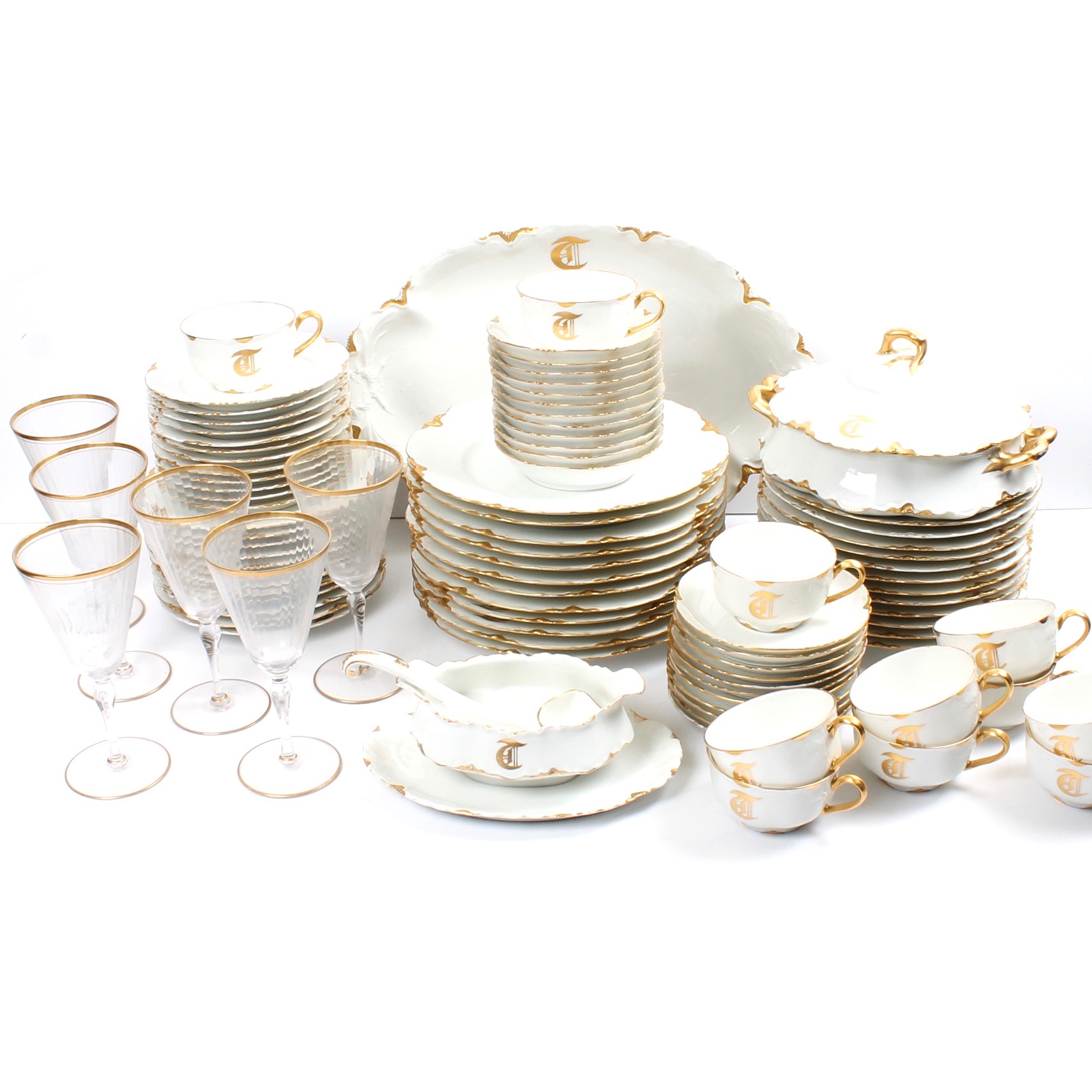 Vintage Haviland France Gilt Rimmed Porcelain Tableware