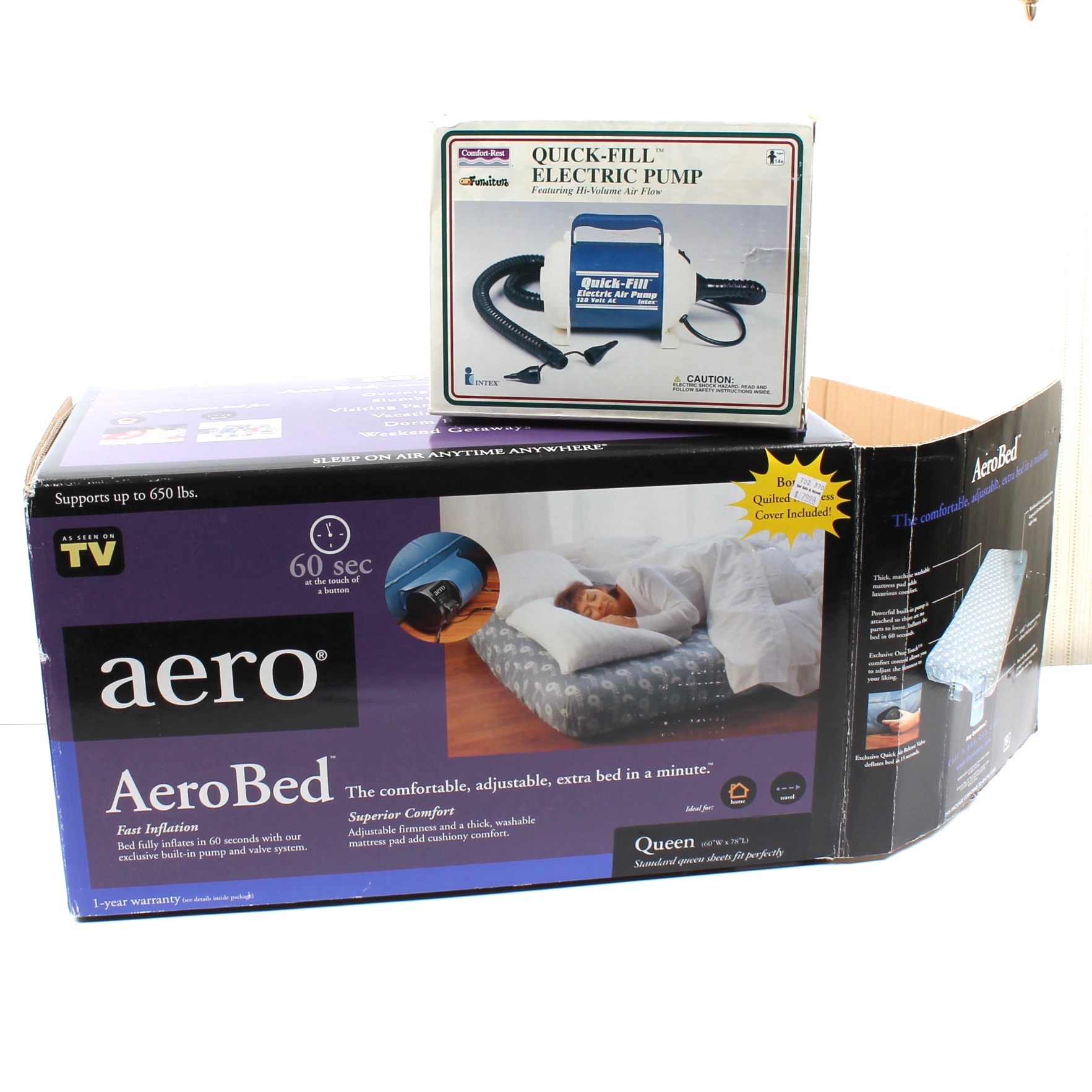 AeroBed Queen Size Air Mattress and Quick-Fill Electric Pump