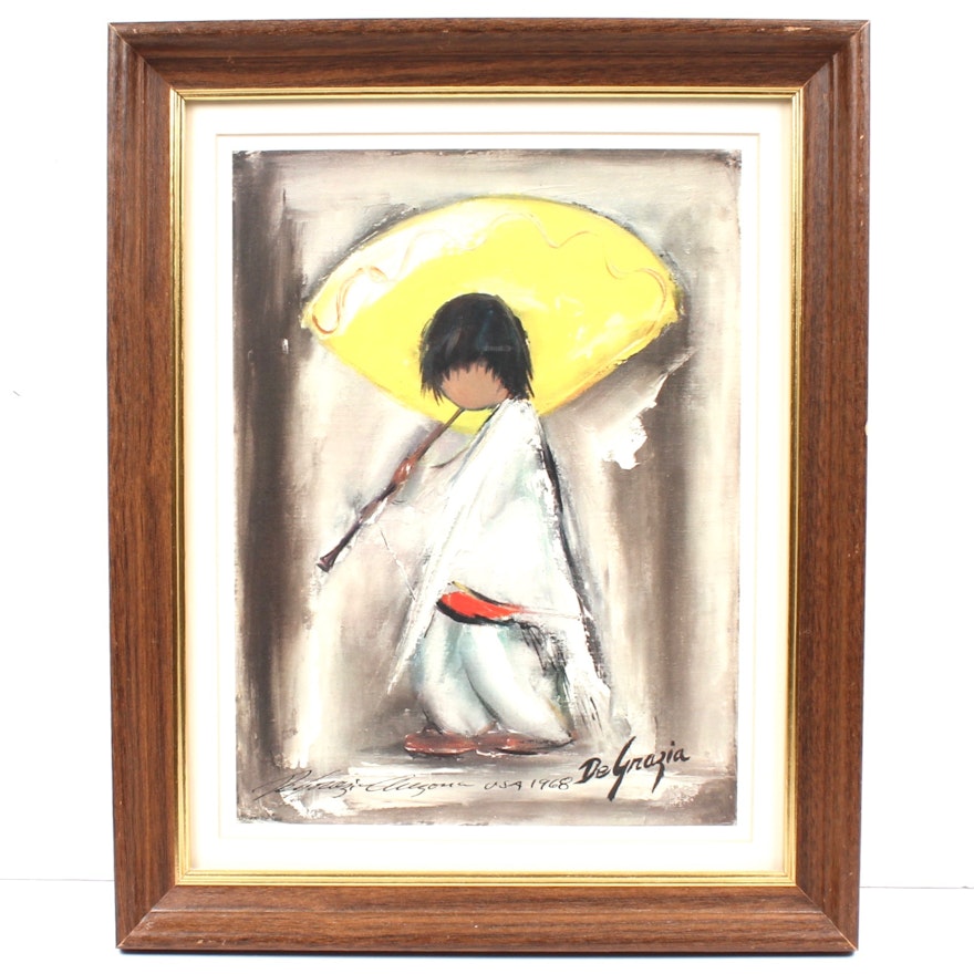 Ettore DeGrazia Signed 1968 Offset Lithograph Print