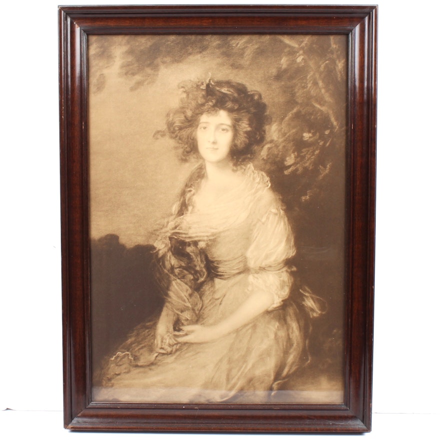 Antique Lithograph Print After "Mrs. Richard Brinsley Sheridan"