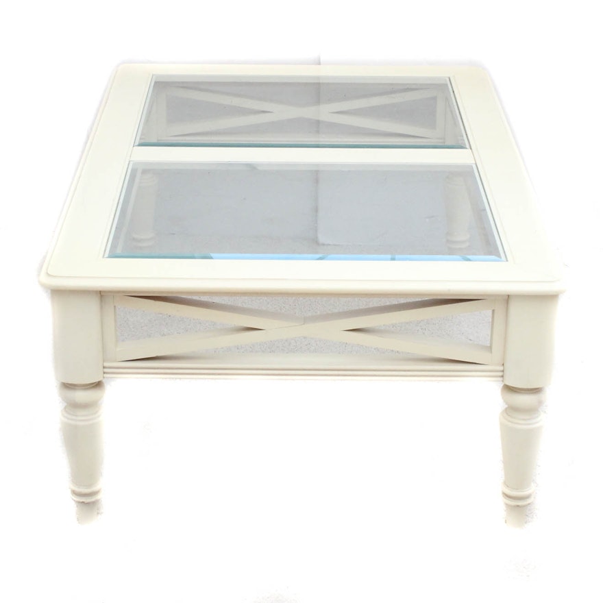 Glass top Painted Wood Coffee Table