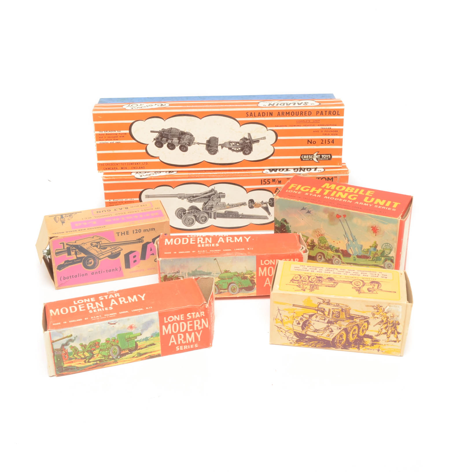 Collection of English Made Mid-Century Military Toys With Original Boxes