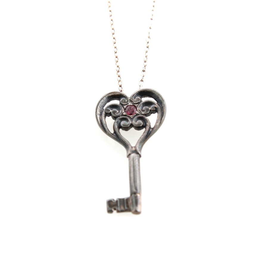 Sterling Silver Key Pendant Necklace