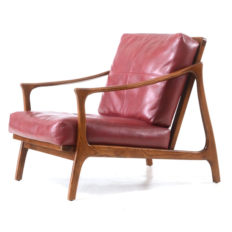 Vintage Danish-Style Two-Cushion Lounge Chair