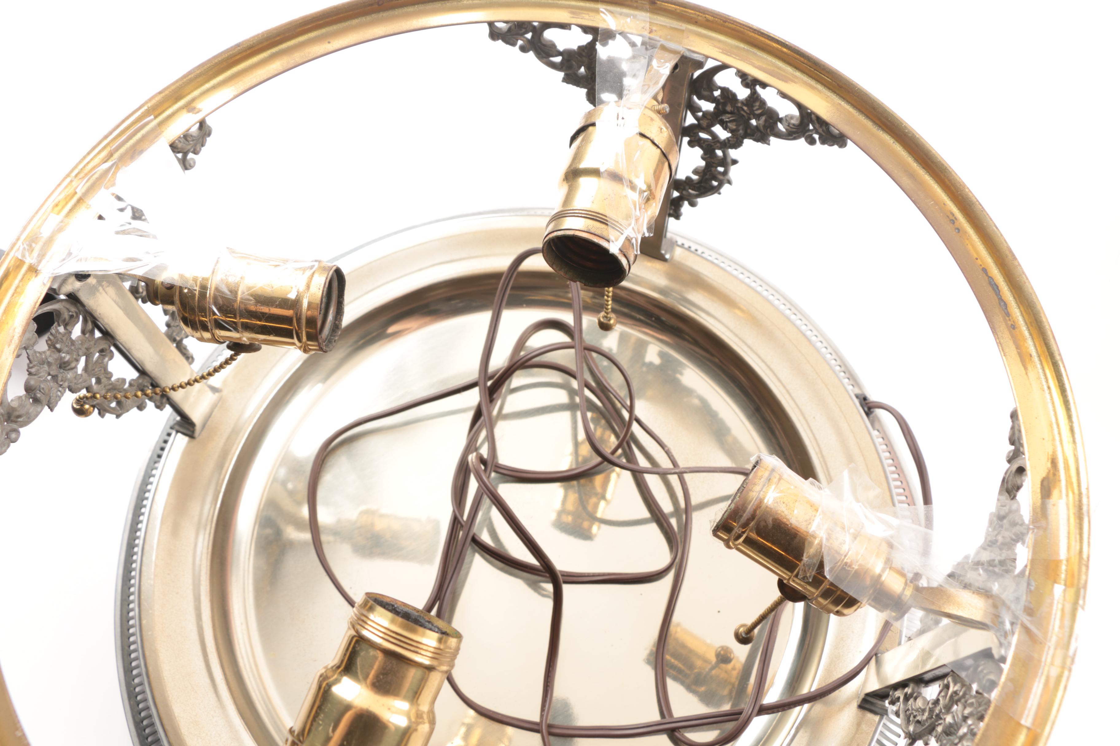 Pairpoint Table Lamp with Reverse Painted Glass Shade and Planter Base