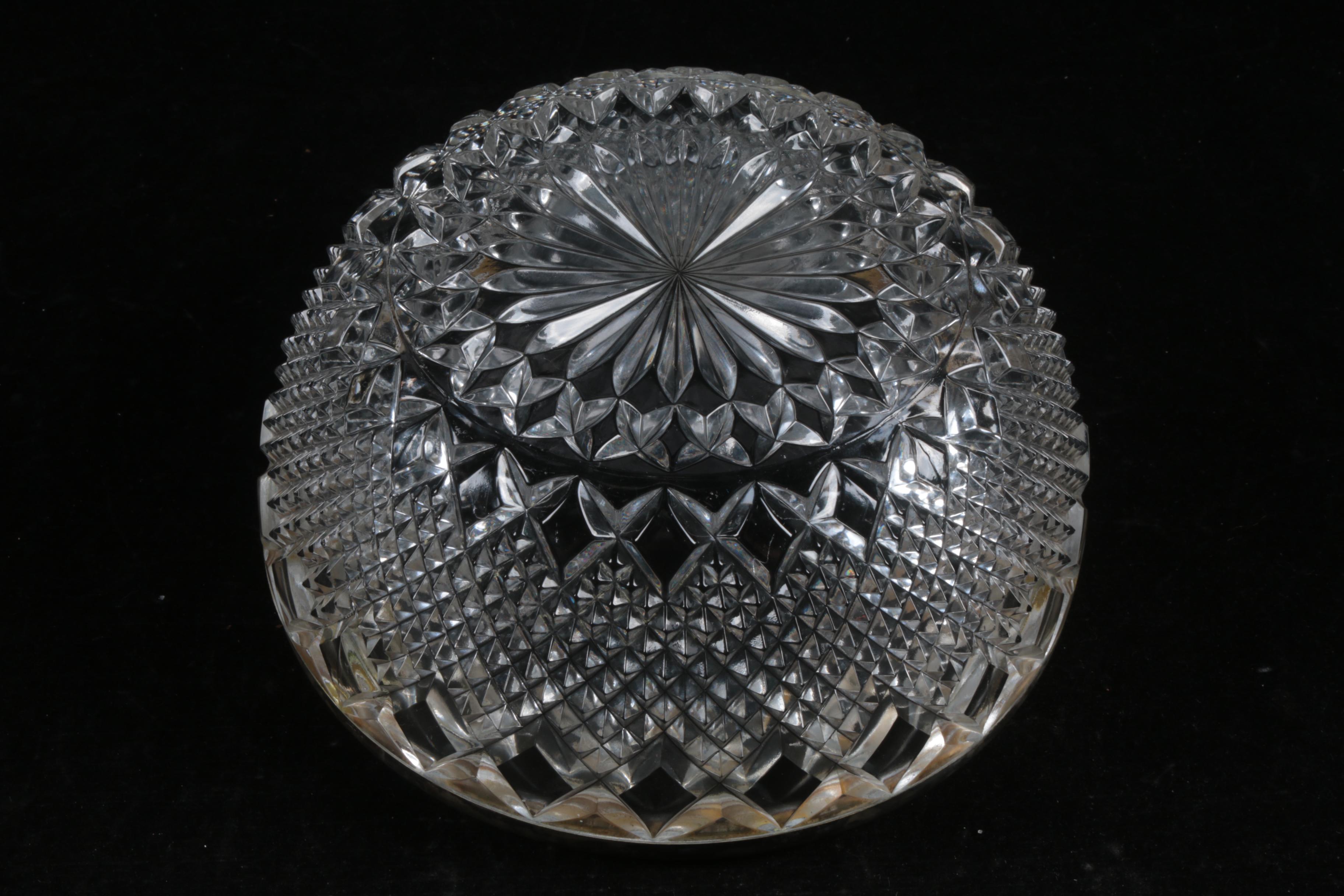 F.B. Rogers Silver Rimmed Crystal Bowls with Heart Bowl