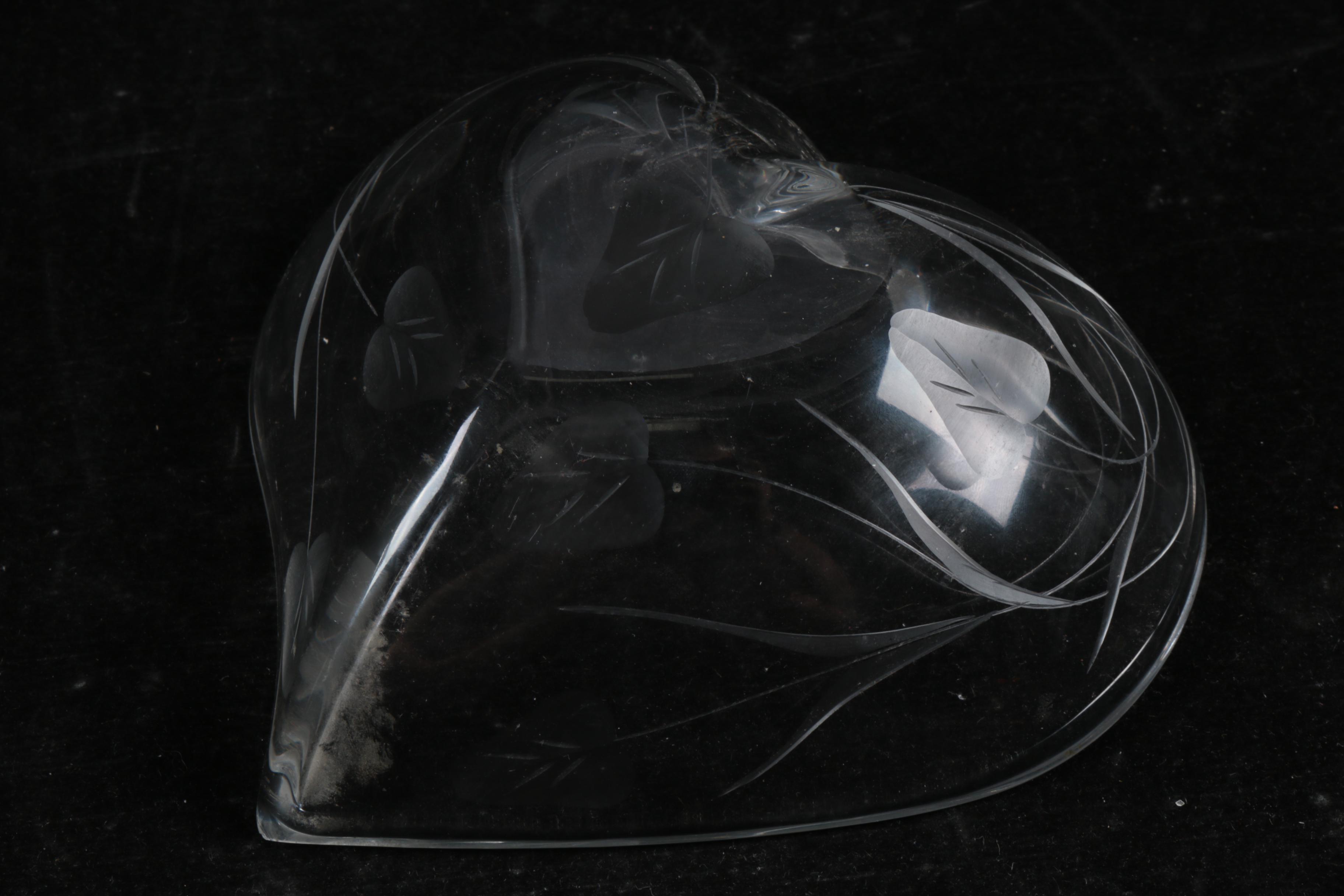 F.B. Rogers Silver Rimmed Crystal Bowls with Heart Bowl