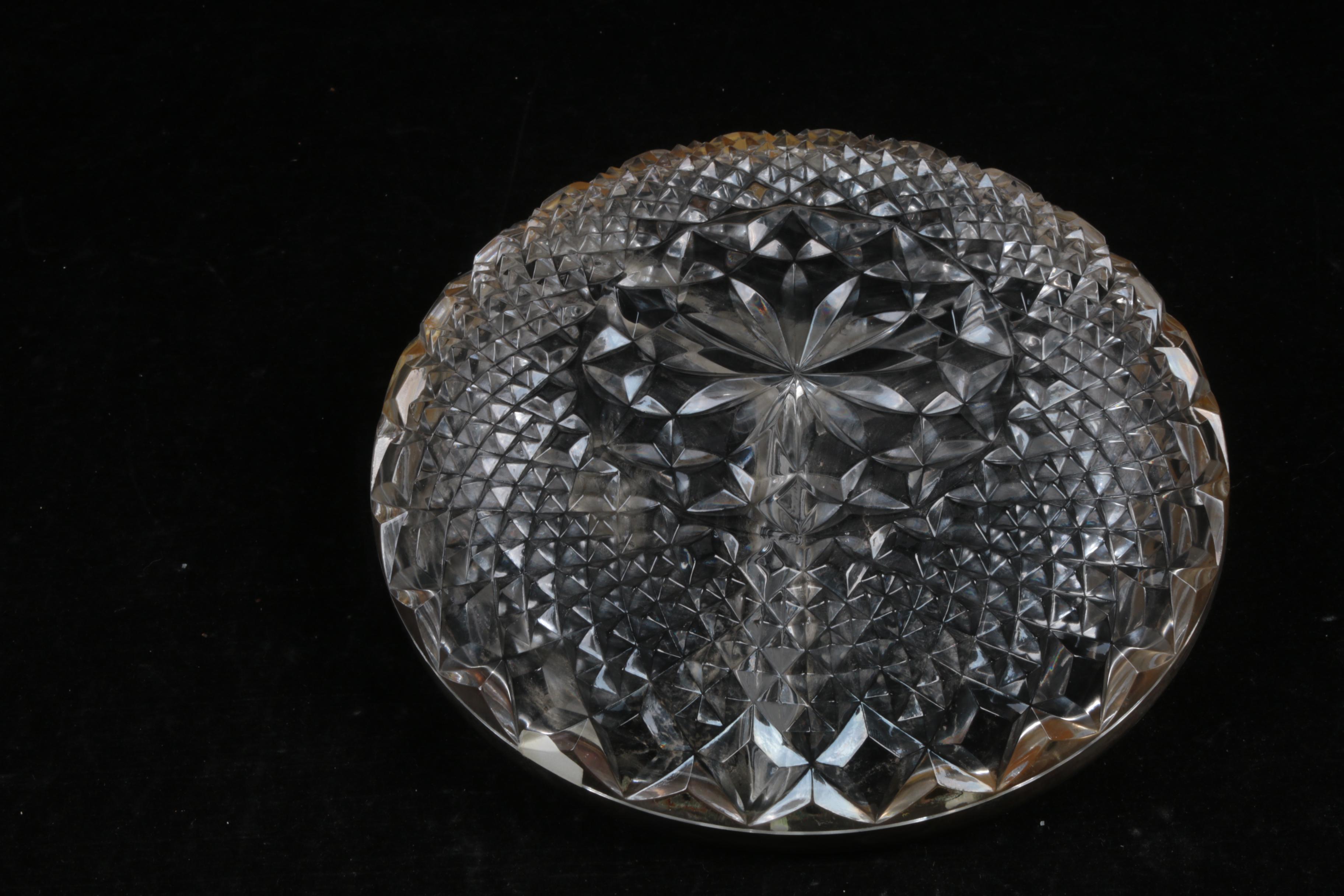 F.B. Rogers Silver Rimmed Crystal Bowls with Heart Bowl